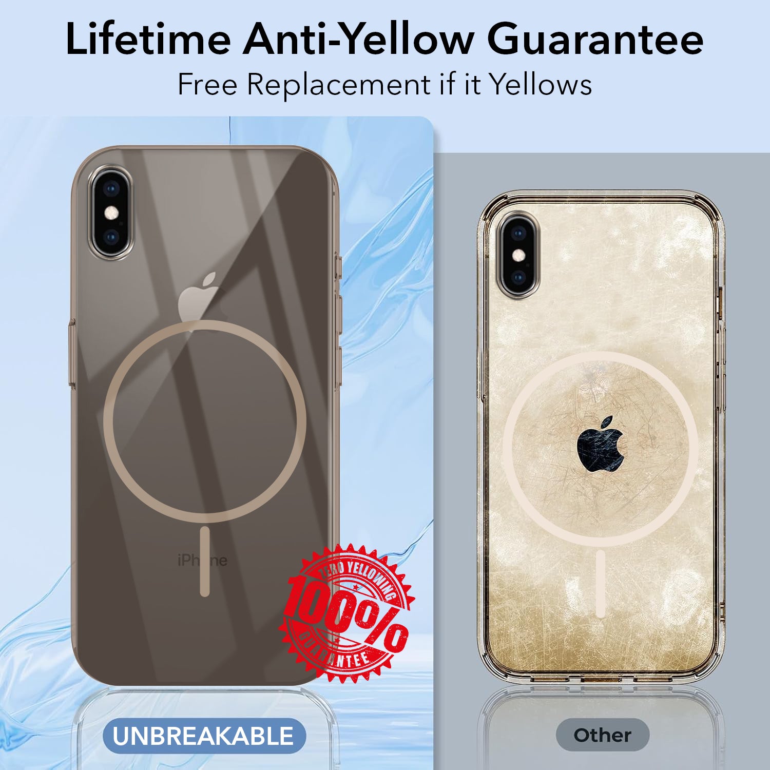 For Apple iPhone Xs Back Cover Case (Crystal Clear Case | MagSafe Wireless Charging Support | Hard Anti Yellow | Camera Protection Bump)