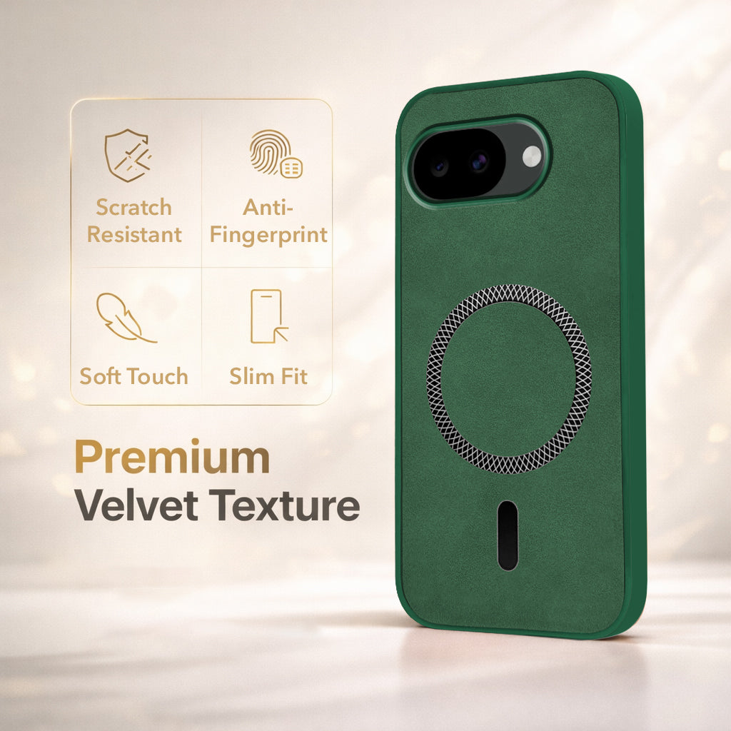 For Google Pixel 10a Back Cover Case Leather Finish (MagSafe Compatible Wireless Charging | Soft Touch | Camera Bump Protection)