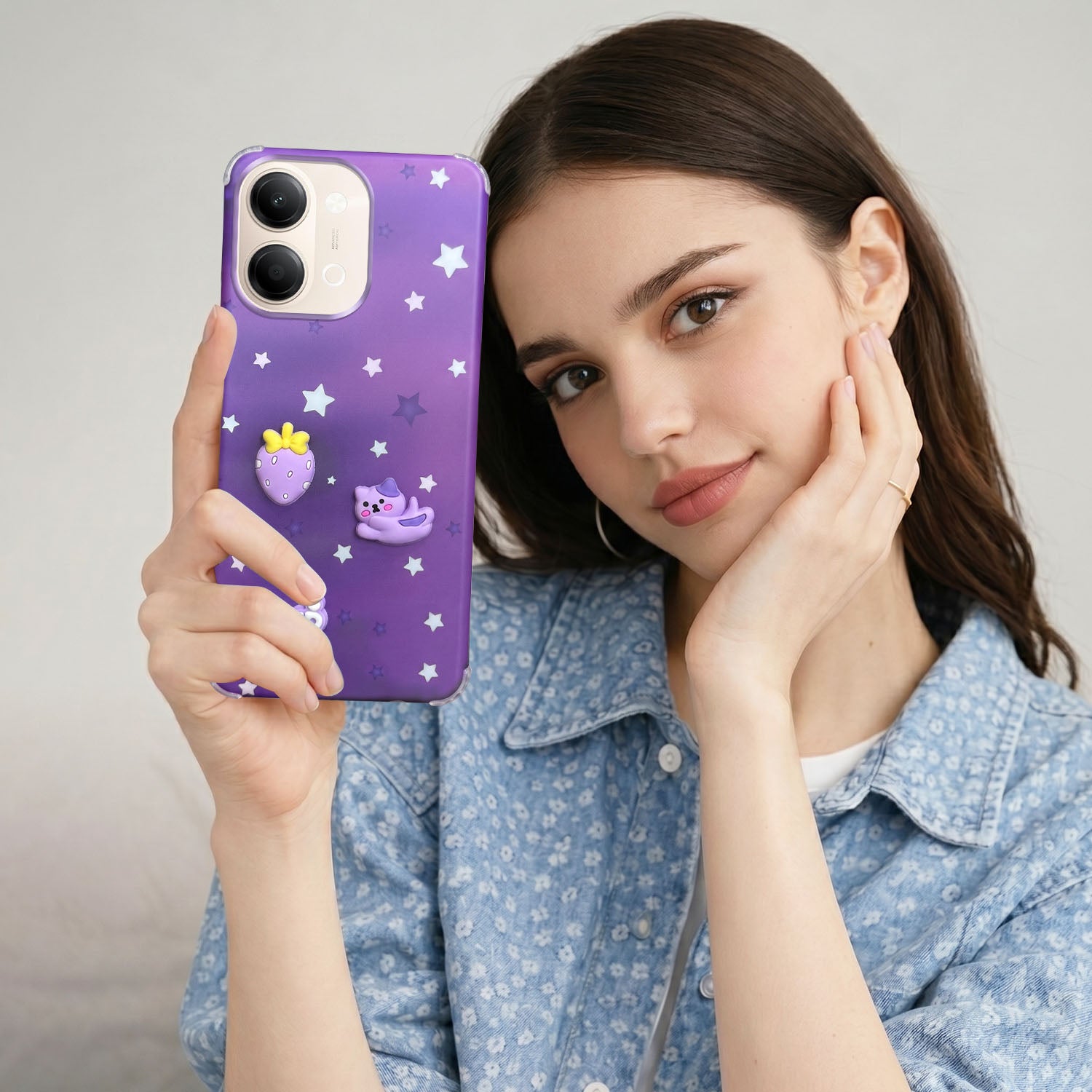 For Vivo Y05 4G Back Cover Case (3D Cute Cartoons | Hard Back Side Soft | Matte Premium Finish | HD Printing)
