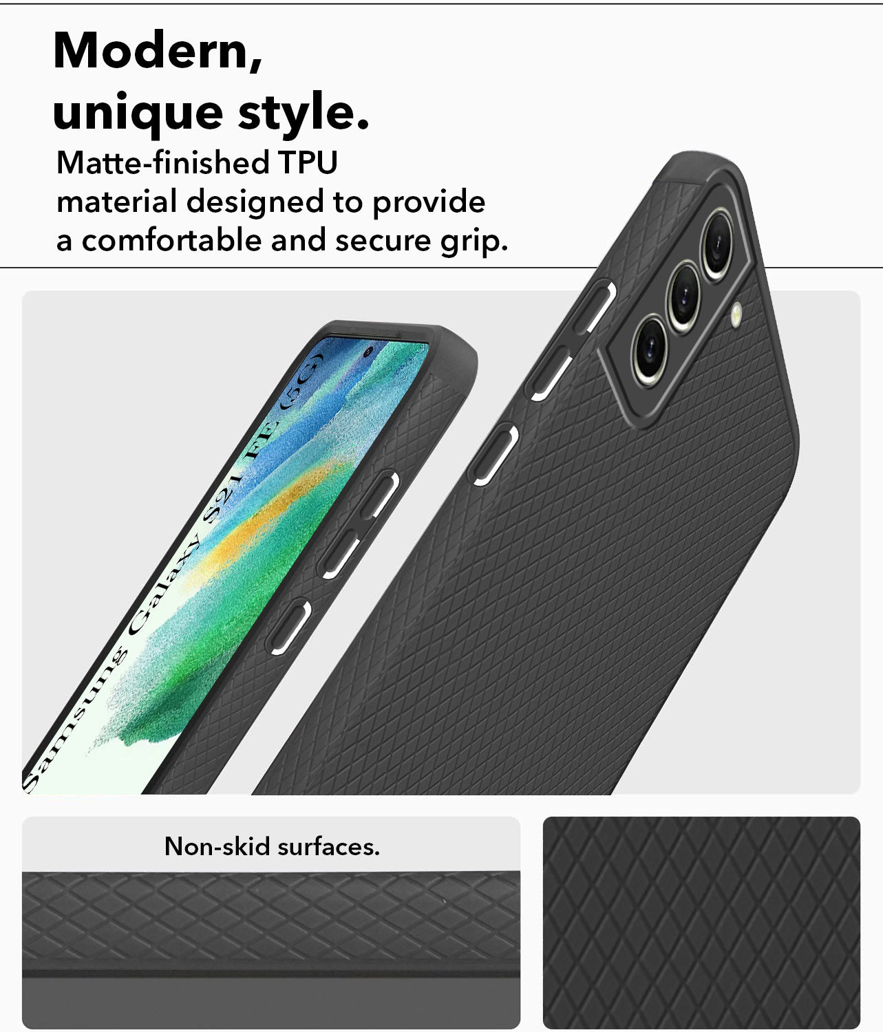 For Samsung Galaxy S21 FE 5G Back Cover Case (Liquid Silicone | Side Grip | Camera Protection)