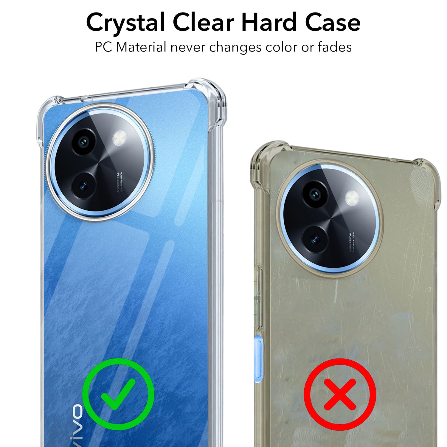 For Vivo T3X 5G Back Cover Shockproof Crystal-Clear (Drop & Camera Protection | Hard Polycarbonate)