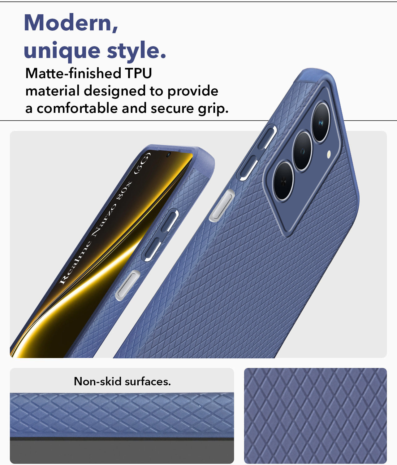 For Realme Narzo 80x Back Cover Case (Liquid Silicone | Side Grip | Camera Protection)