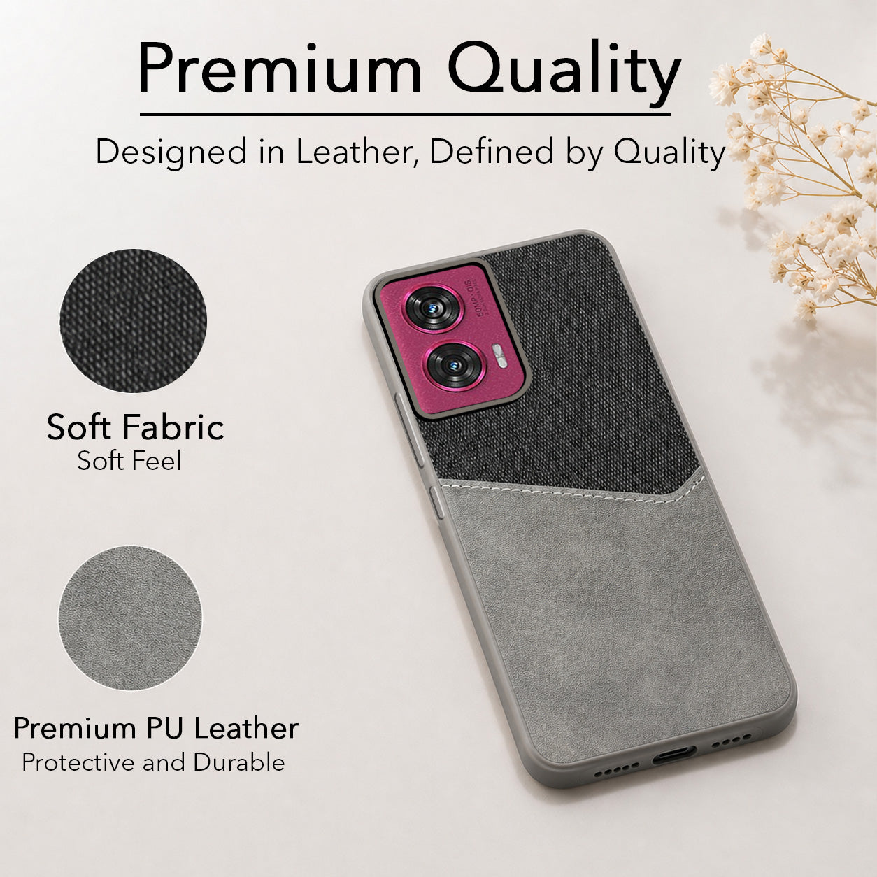 For Motorola Moto Edge 50 Fusion Back Cover Case (Dual PU Leather Stitch | Professional Minimalist | Soft and Flexible)