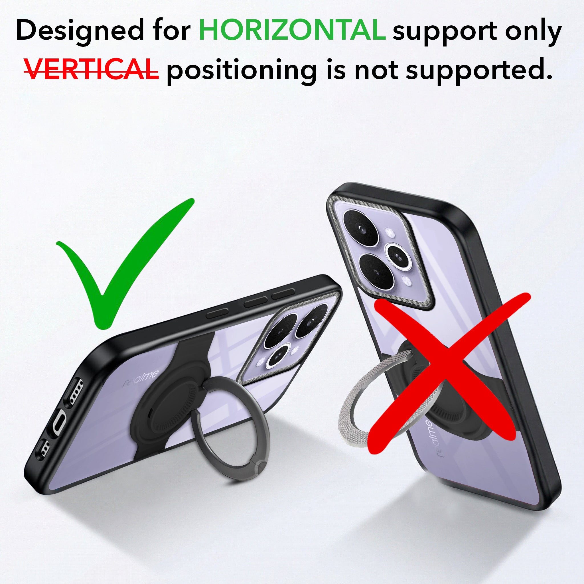 For Realme 15 Pro Back Cover Case with stand (Built-in Ring Holder Kickstand | Lifetime Anti Yellow | Camera Protection)