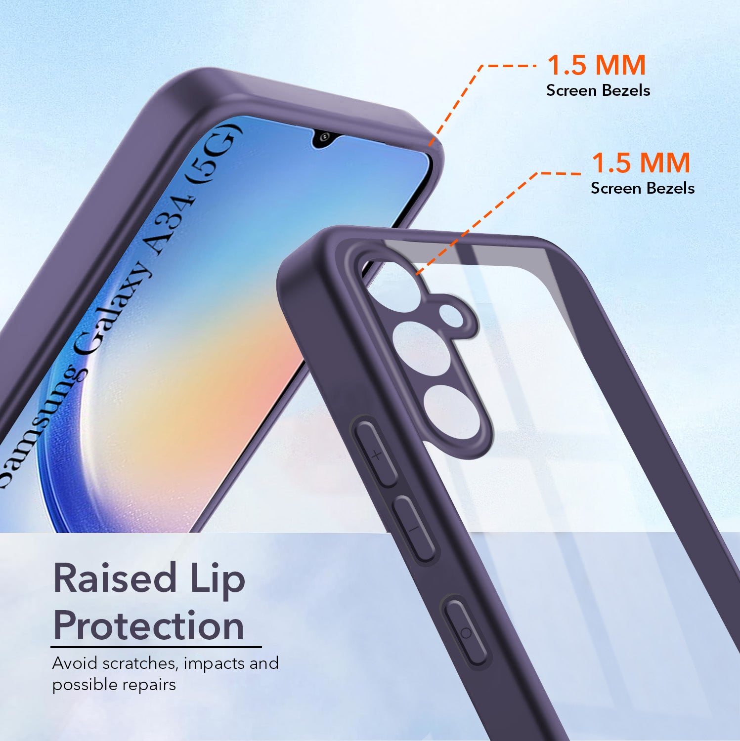 For Samsung Galaxy A34 5G Back Cover Case Ultra-Hybrid  (Lifetime Anti Yellow | Anti Scratch | Crystal Clear Shockproof)