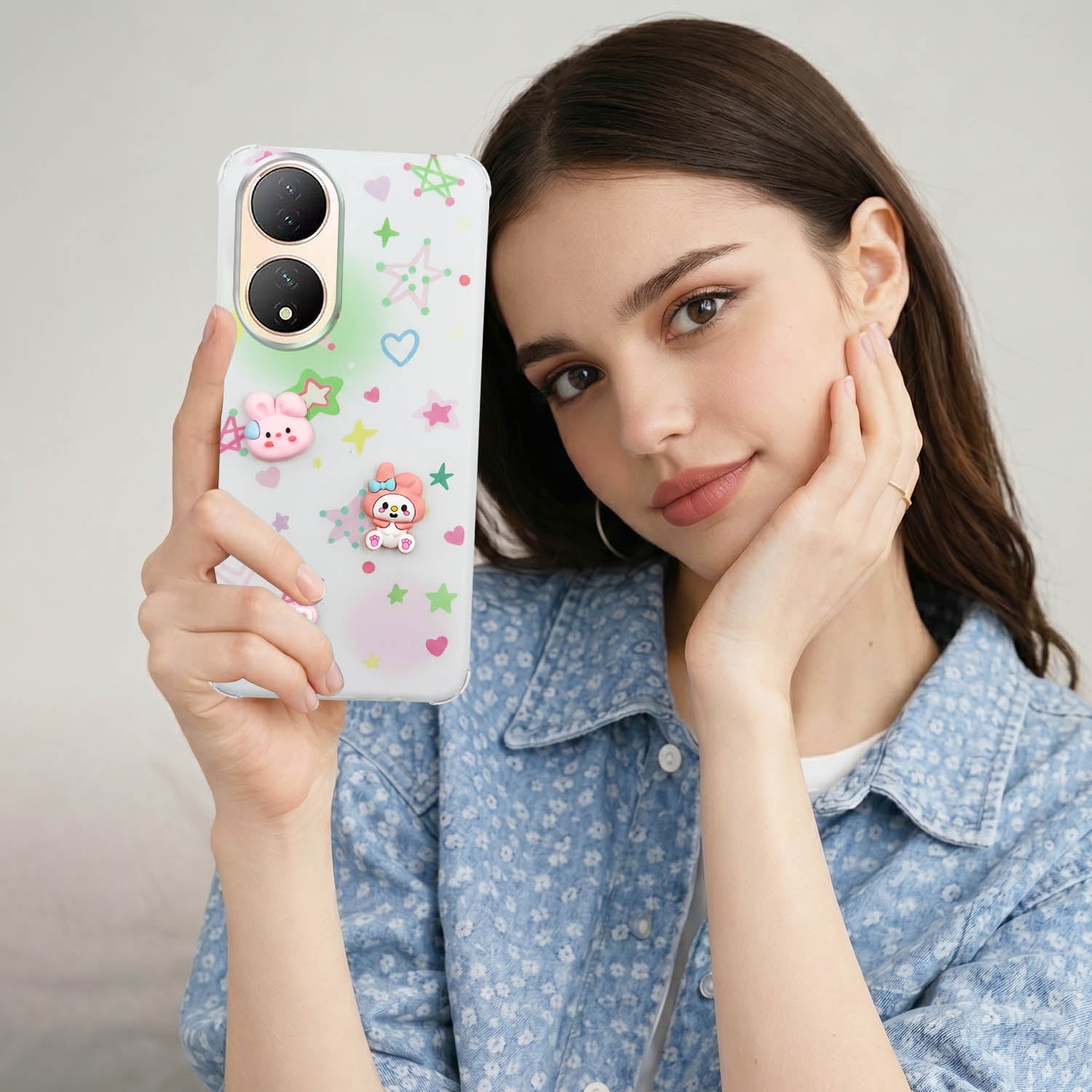 For Vivo Y100 Back Cover Case (3D Cute Cartoons | Hard Back Side Soft | Matte Premium Finish | HD Printing)