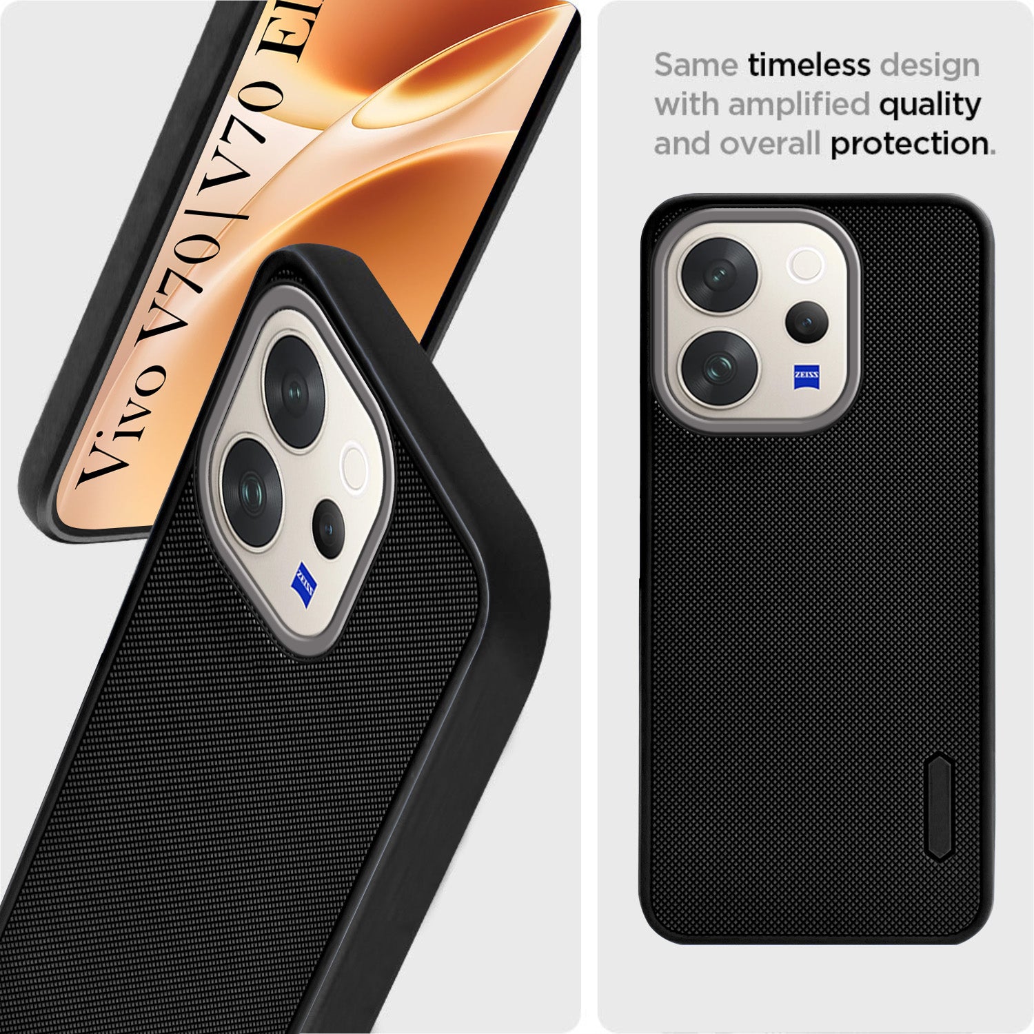 For Vivo V70 | Vivo V70 Elite 5G Back Cover Case Rubberised  Elite 5G (Textured Grip Design | Micro-Fiber Cloth Inside | Slim and Light Weight | Soft Touch and Feel)