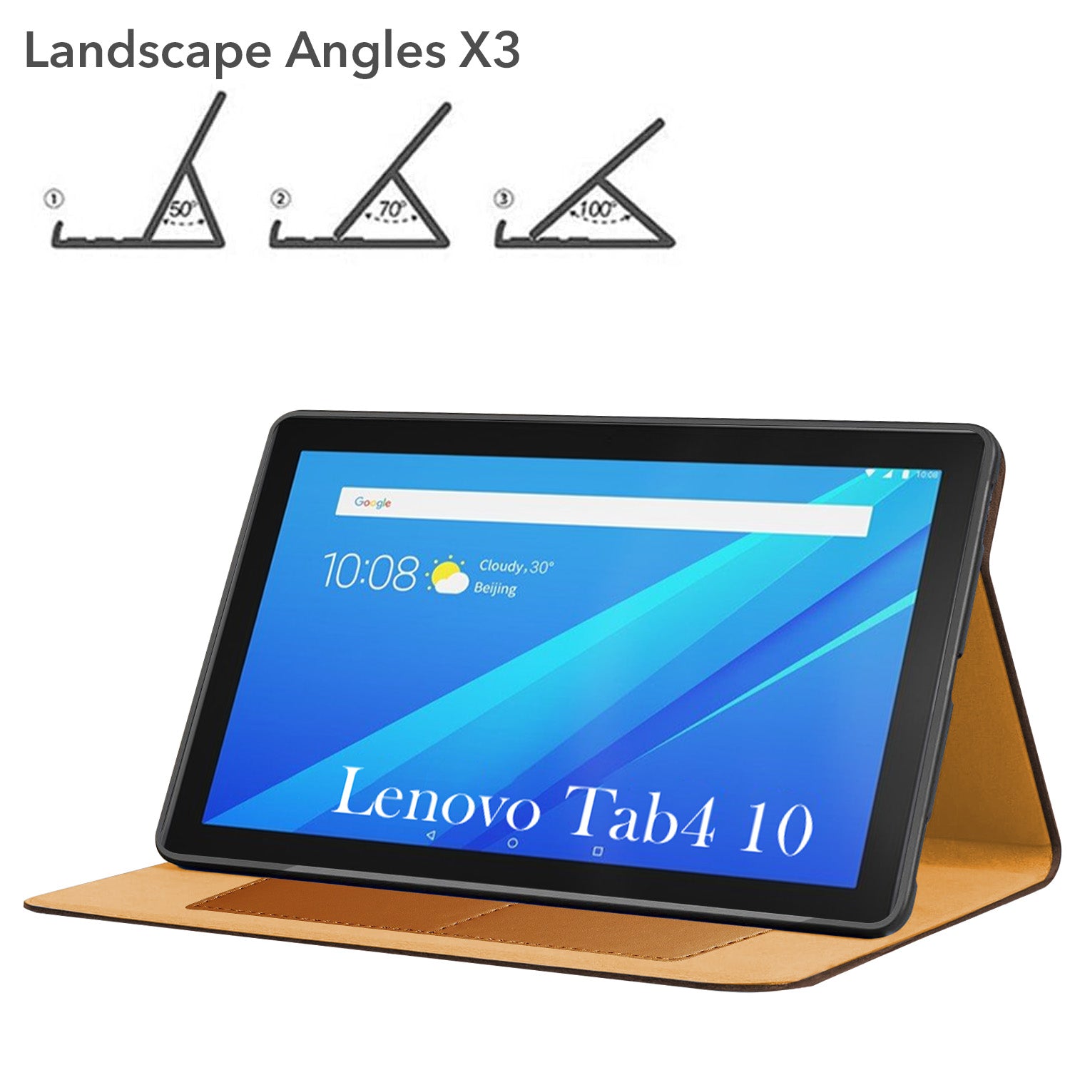 For Lenovo TAB 4 10 Inch TB-X304L Flip Cover Folio Cover (PU Leather | Multi-Angle Smart Stand | Card Storage Slots | Silicone Back Pouch)