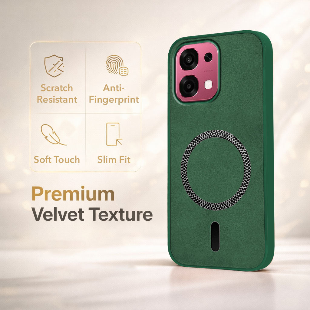 For Oppo F31 5G | Oppo F33 5G Back Cover Case Leather Finish (MagSafe Compatible Wireless Charging | Soft Touch | Camera Bump Protection)
