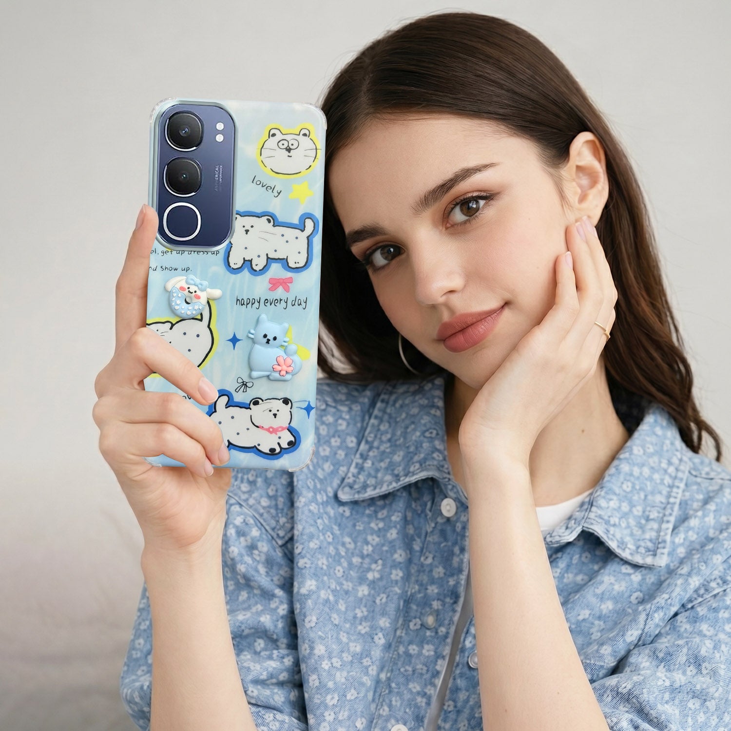 For Vivo Y29 Back Cover Case (3D Cute Cartoons | Hard Back Side Soft | Matte Premium Finish | HD Printing)