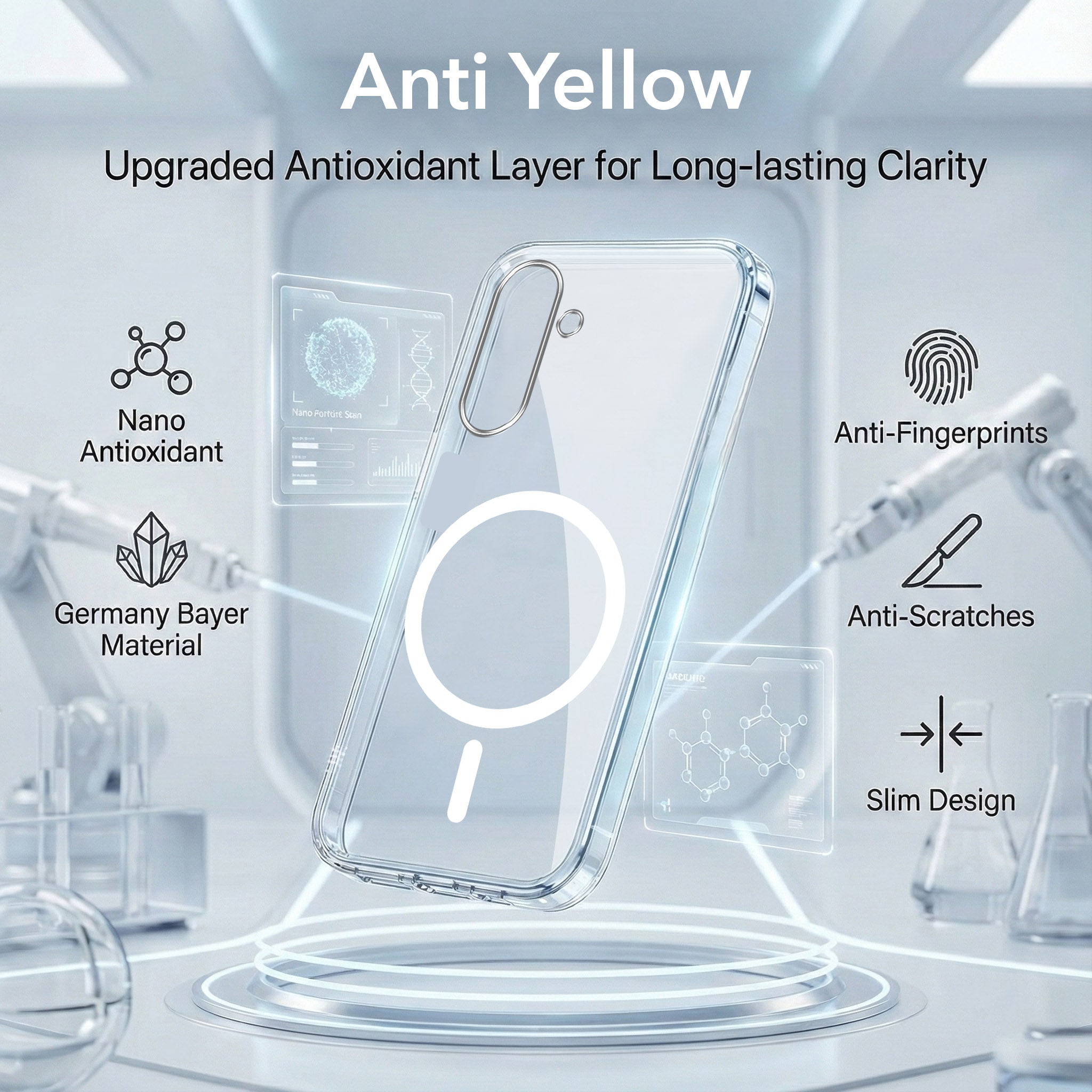 For Samsung Galaxy A17 | Samsung F17 | Samsung M17 5G Back Cover Case Lifetime Anti-Yellow MagSafe Compatible Clear (Sleek Hard Crystal | Shockproof and Camera Protection)