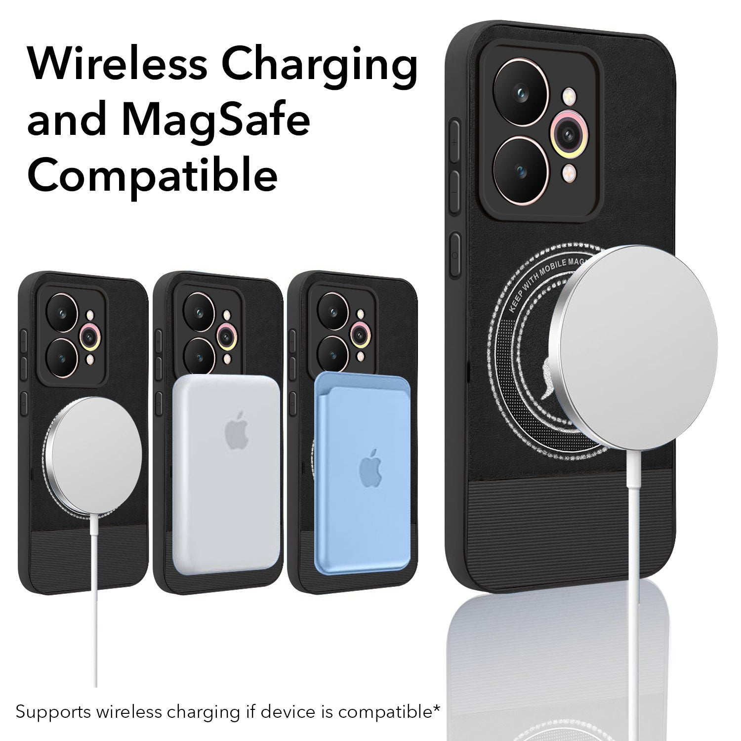 For Realme 15 Pro Back Cover Case PU Leather Finish (Professional Minimalist Texture | MagSafe Compatile | Camera Protection | Sleek Sober Formal)