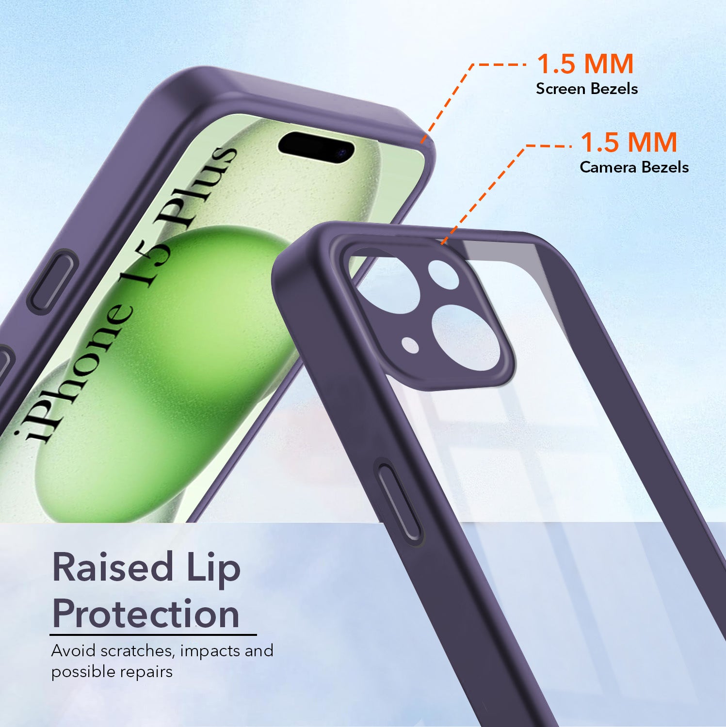 For Apple iPhone 15 Plus Back Cover Case Ultra-Hybrid (Lifetime Anti Yellow | Anti Scratch | Crystal Clear Shockproof)