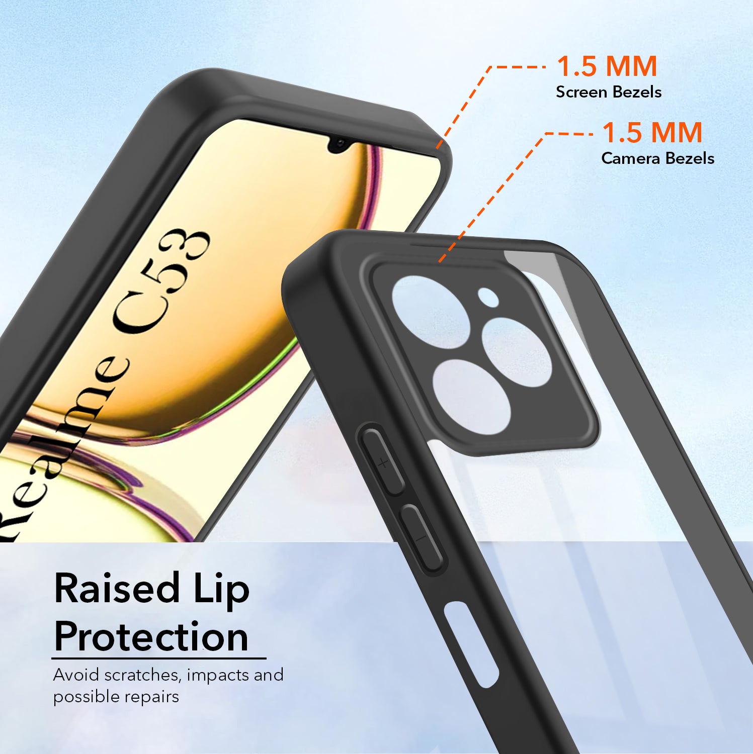 For Realme C53 Back Cover Case Ultra-Hybrid (Lifetime Anti Yellow | Anti Scratch | Crystal Clear Shockproof)