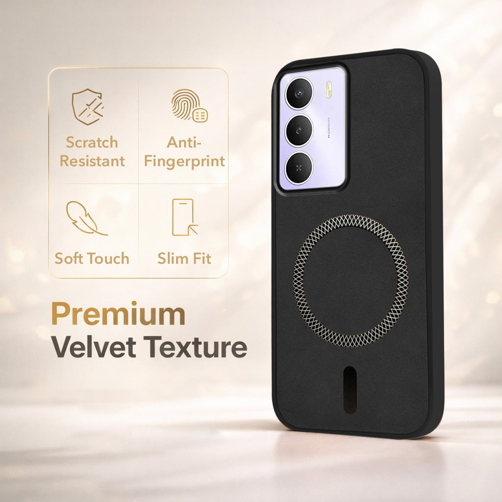 For Realme Narzo 80 Lite 5G Back Cover Case Leather Finish (MagSafe Compatible Wireless Charging | Soft Touch | Camera Bump Protection)