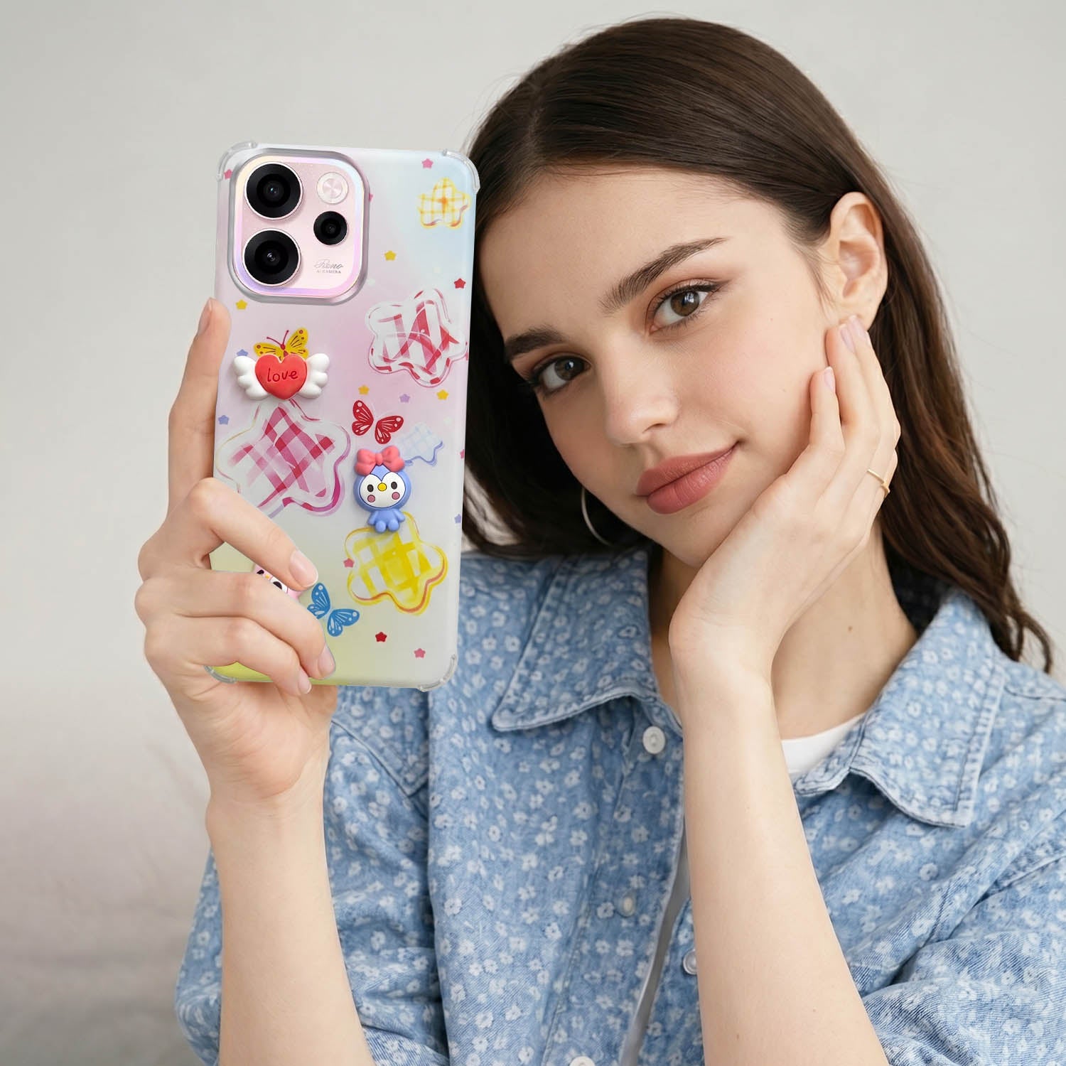 For Oppo Reno 15c Back Cover Case (3D Cute Cartoons | Hard Back Side Soft | Matte Premium Finish | HD Printing)