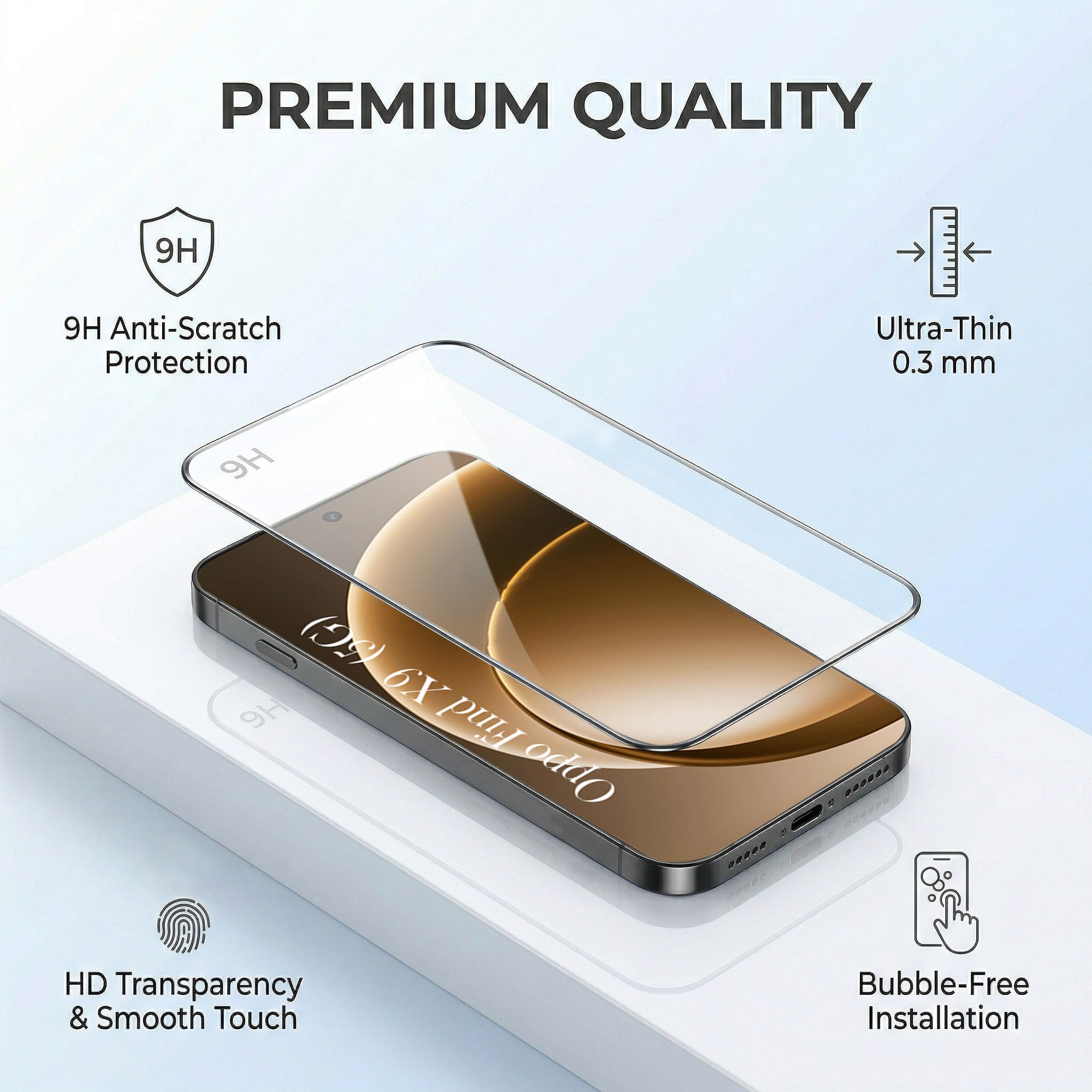 For Oppo Find X9 Combo with Back Cover and 9H Tempered Glass (Lifetime Anti-Yellow | Sleek Hard Crystal | Oleophobic Coating Screen Glass)