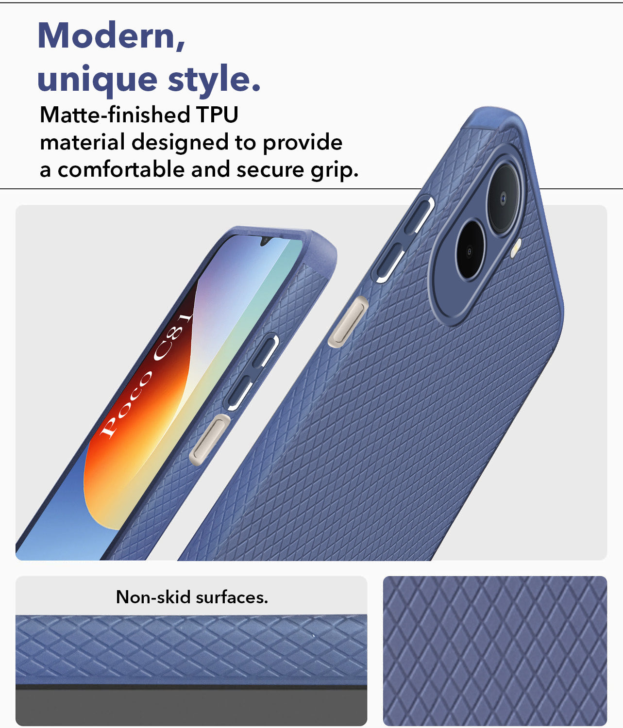 For Poco C81 5G Back Cover Case Liquid Silicone (Camera Protection | Side Grip Texture | Soft and Flexible)