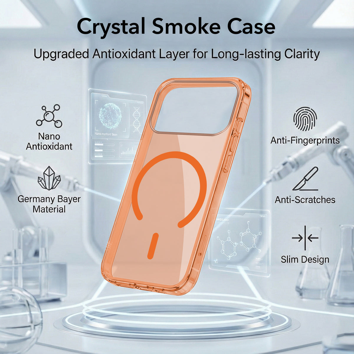 For iPhone 17 Pro | iPhone 18 Pro Back Cover Case Lifetime Anti-Yellow MagSafe Compatible Clear (Sleek Hard Crystal | Camera Protection and Shockproof)
