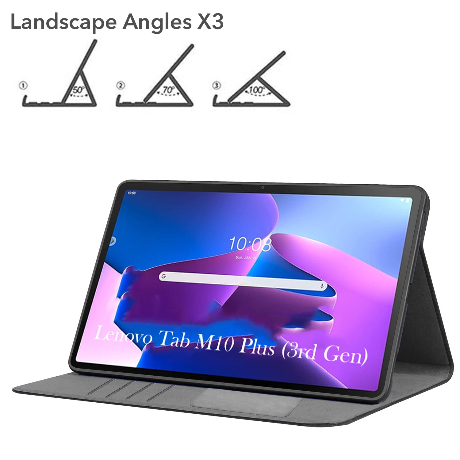 For Flip Cover Folio Case Lenovo Tab M10 Plus (3rd Gen) 12 Inch (PU Leather | Multi-Angle Smart Stand | Card Storage Slots | Silicone Back Pouch)