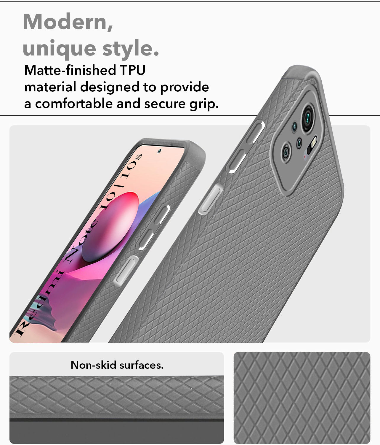 For Xiaomi Mi Redmi Note 10 | Note 10S Back Cover Case (Liquid Silicone | Side Grip | Camera Protection)
