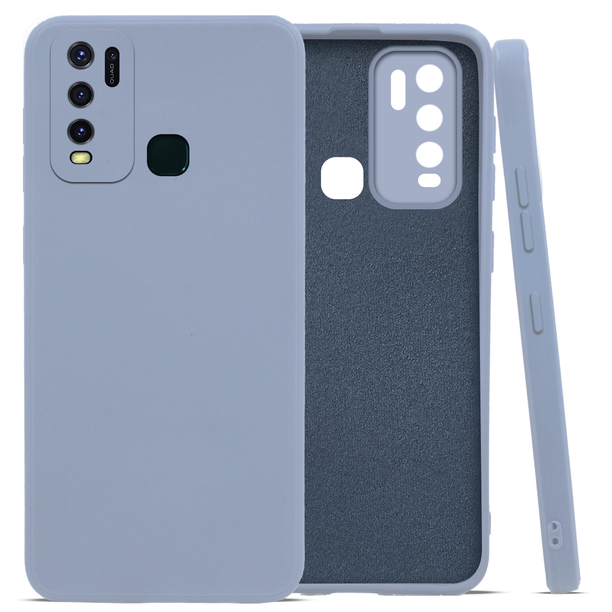 For Vivo Y30 Back Cover Case ( Matte Finish Silicone with Inside Fiber cloth)