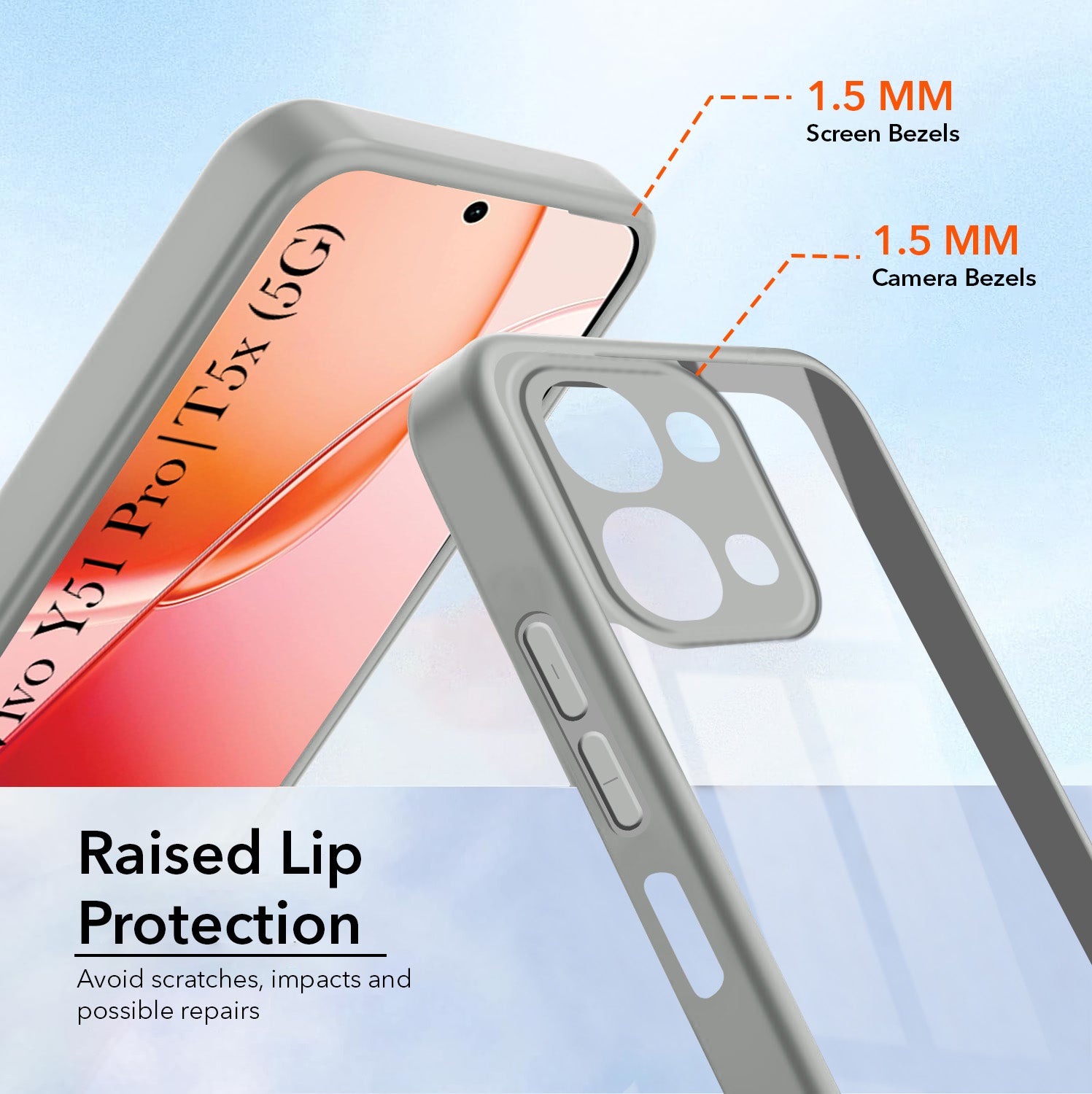 For Vivo Y51 Pro 5G | Vivo T5x Back Cover Case Ultra-Hybrid (Lifetime Anti Yellow | Anti Scratch | Crystal Clear Shockproof)