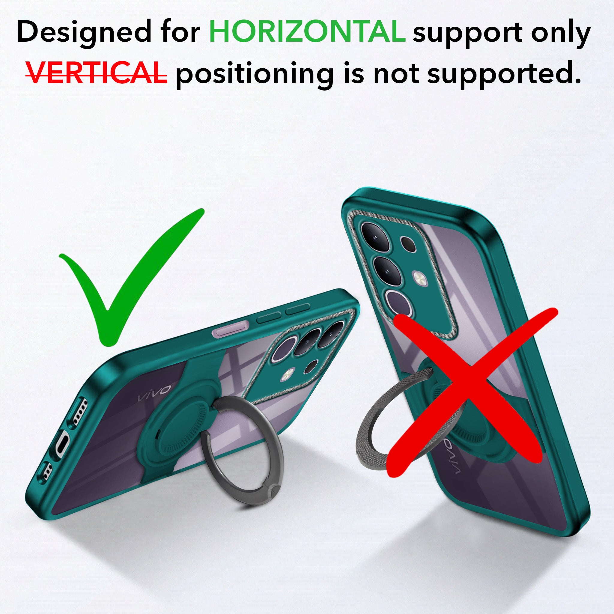 For Vivo T4x | Vivo Y31 Pro Back Cover Case with stand (Built-in Ring Holder Kickstand | Lifetime Anti Yellow | Camera Protection)