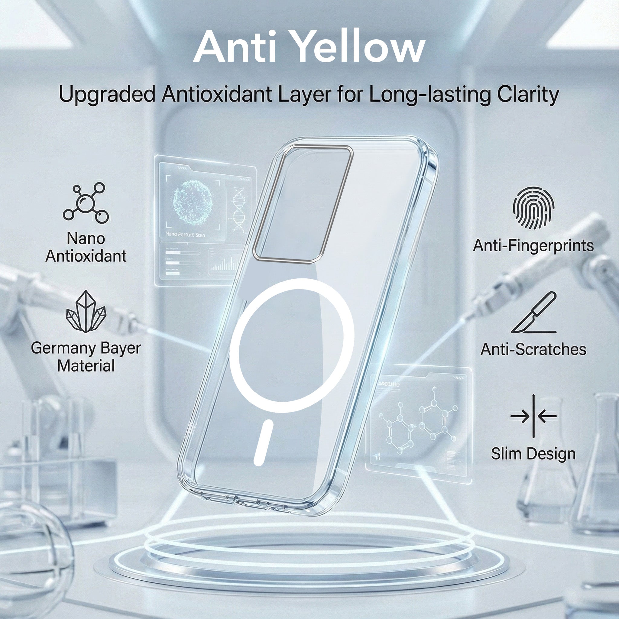 For Realme 14X Back Cover Case Lifetime Anti-Yellow MagSafe Compatible Clear (Sleek Hard Crystal | Shockproof and Camera Protection)