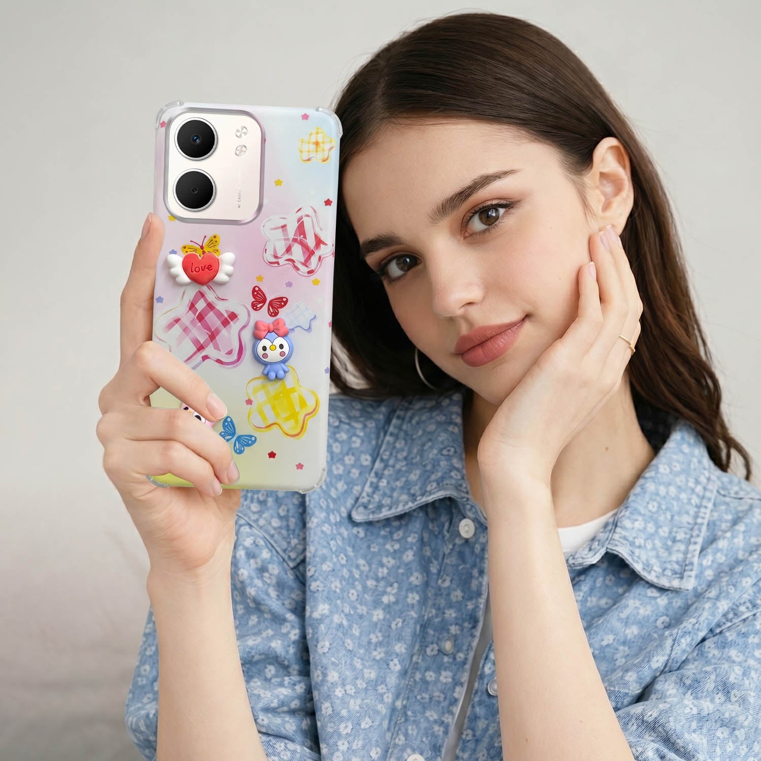 For Oppo A5X Back Cover Case (3D Cute Cartoons | Hard Back Side Soft | Matte Premium Finish | HD Printing)