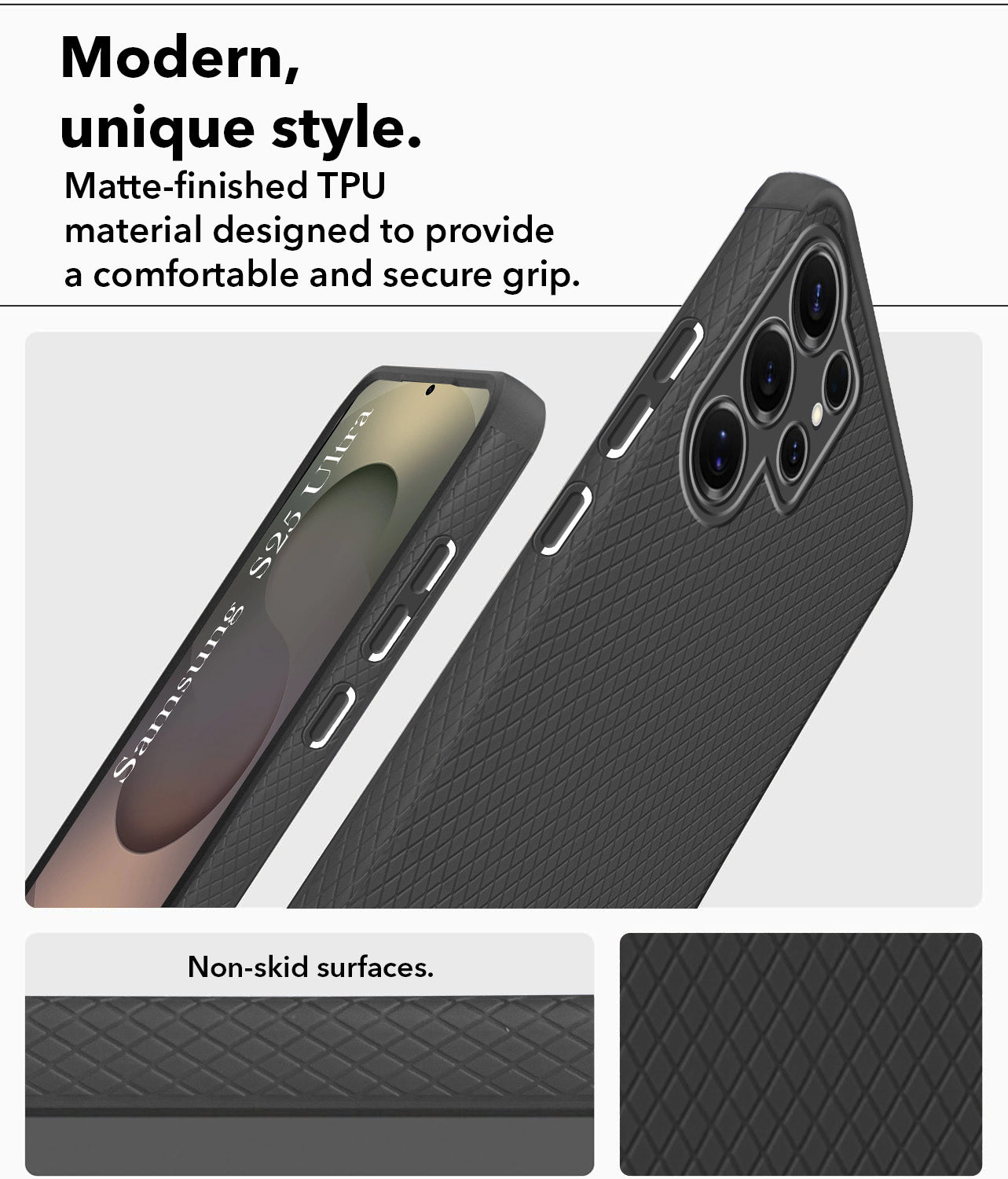 For Samsung Galaxy S25 Ultra Back Cover Case (Liquid Silicone | Side Grip | Camera Protection)