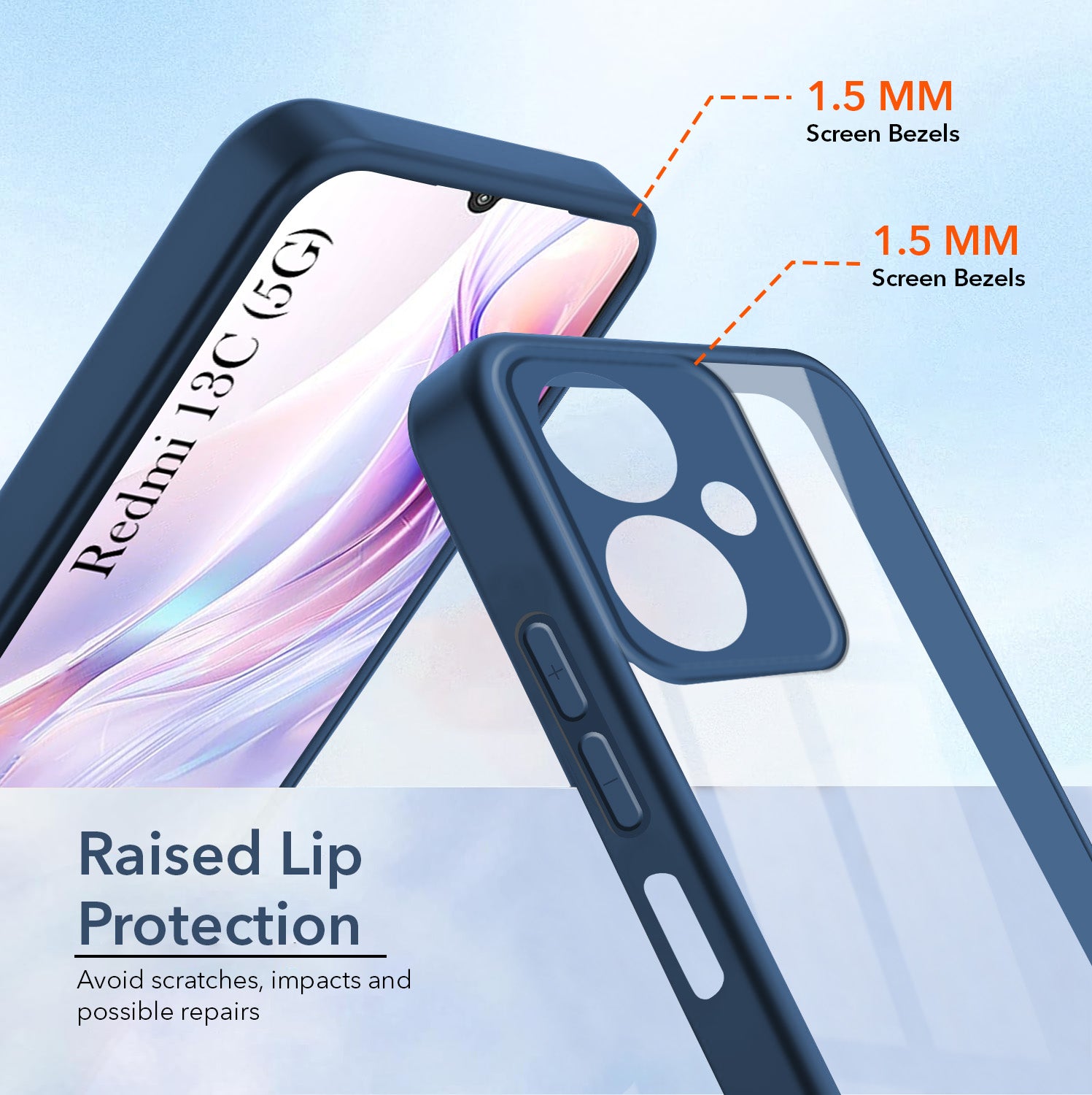 For Redmi 13C 5G Back Cover Case Ultra-Hybrid (Lifetime Anti Yellow | Anti Scratch | Crystal Clear Shockproof)