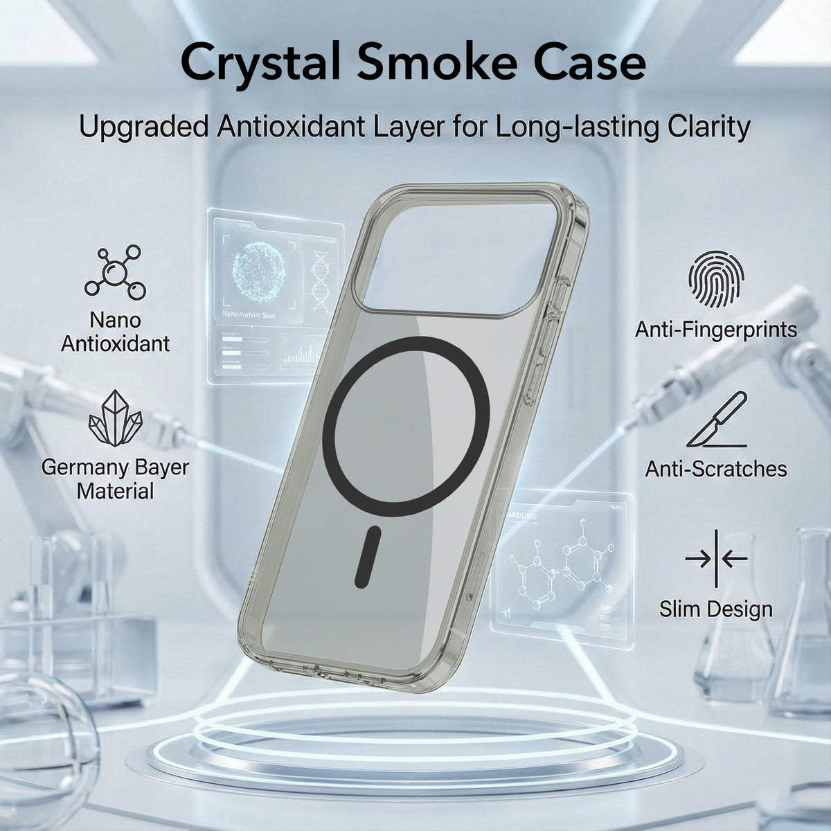 For iPhone 17 Pro | iPhone 18 Pro Back Cover Case Lifetime Anti-Yellow MagSafe Compatible Clear (Sleek Hard Crystal | Camera Protection and Shockproof)