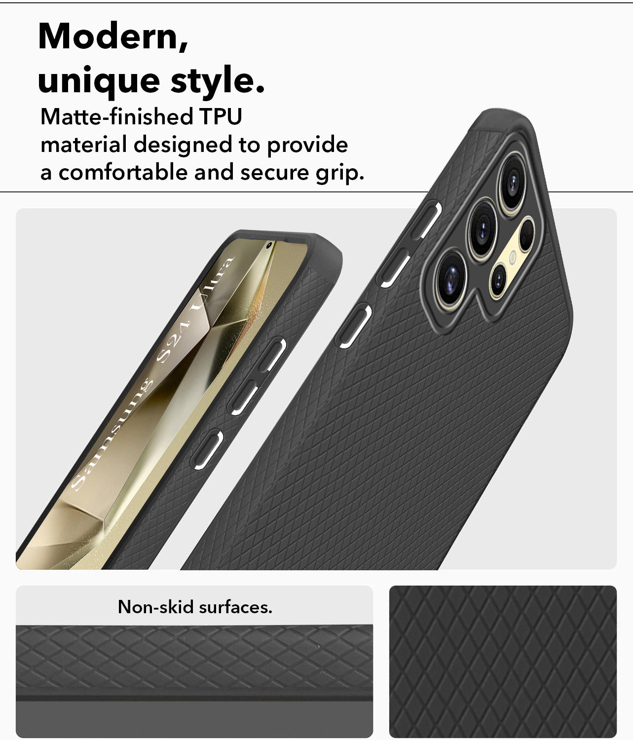 For Samsung Galaxy S24 Ultra Back Cover Case (Liquid Silicone | Side Grip | Camera Protection)
