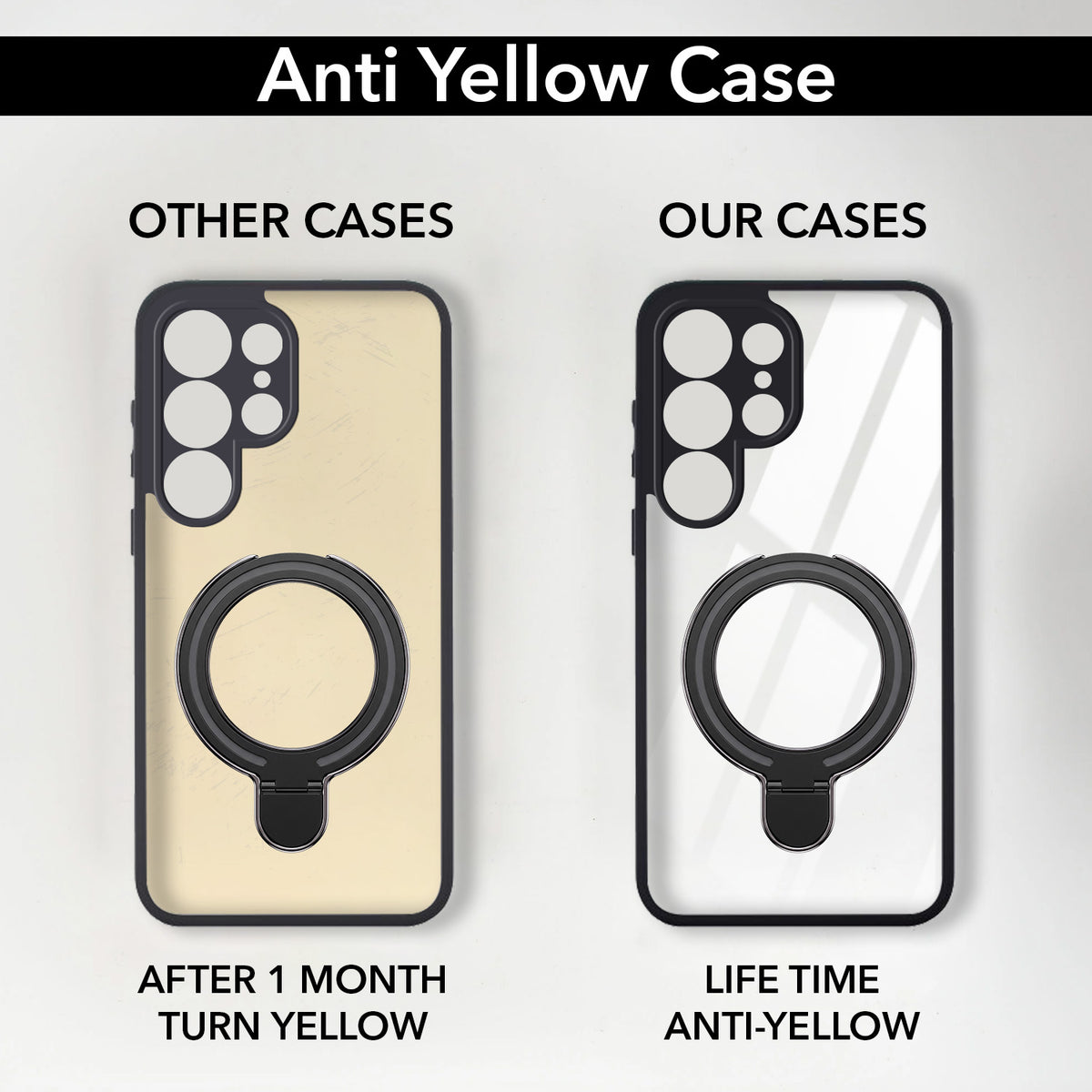 For Samsung Galaxy S25 Ultra Back Cover Case (Kick Stand Ring Holder | Life time Anti Yellow | Camera Protection)