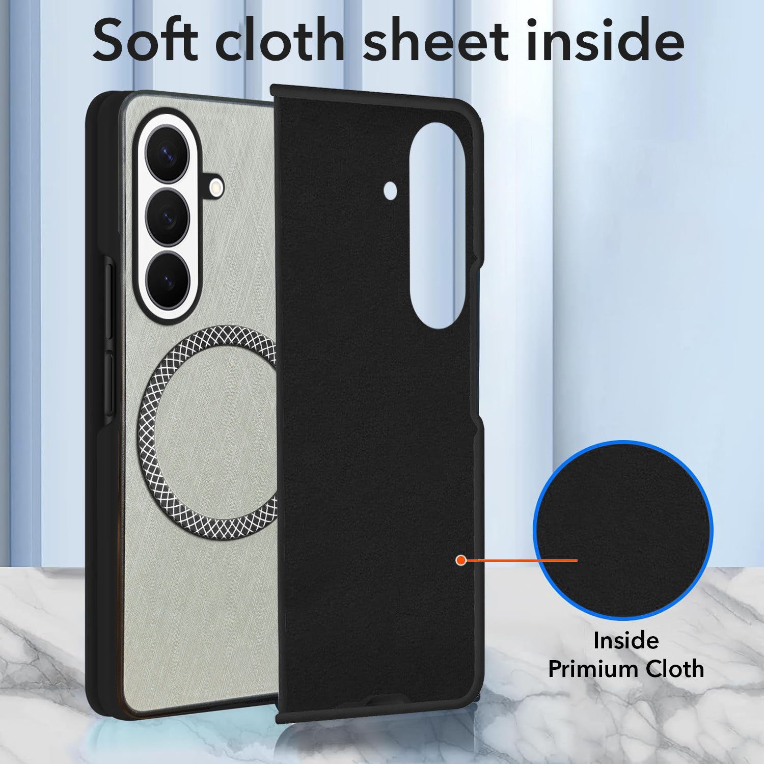 For Samsung Galaxy Z Fold 8 Ultra Back Cover Case Leather Finish (MagSafe Wireless Charging Compatible | Sleek and Professional)
