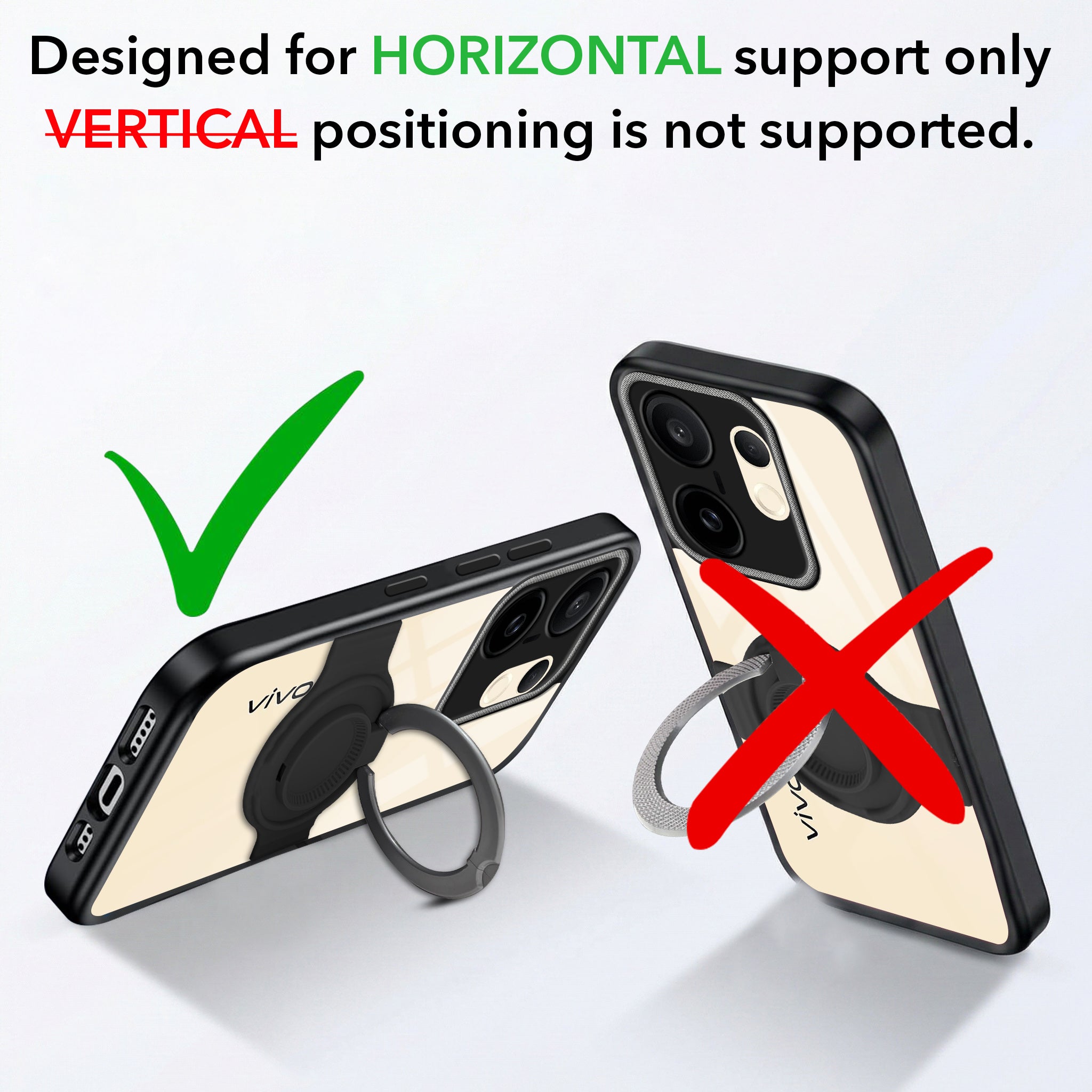 For Vivo X200 FE Back Cover Case with stand (Built-in Ring Holder Kickstand | Lifetime Anti Yellow | Camera Protection)