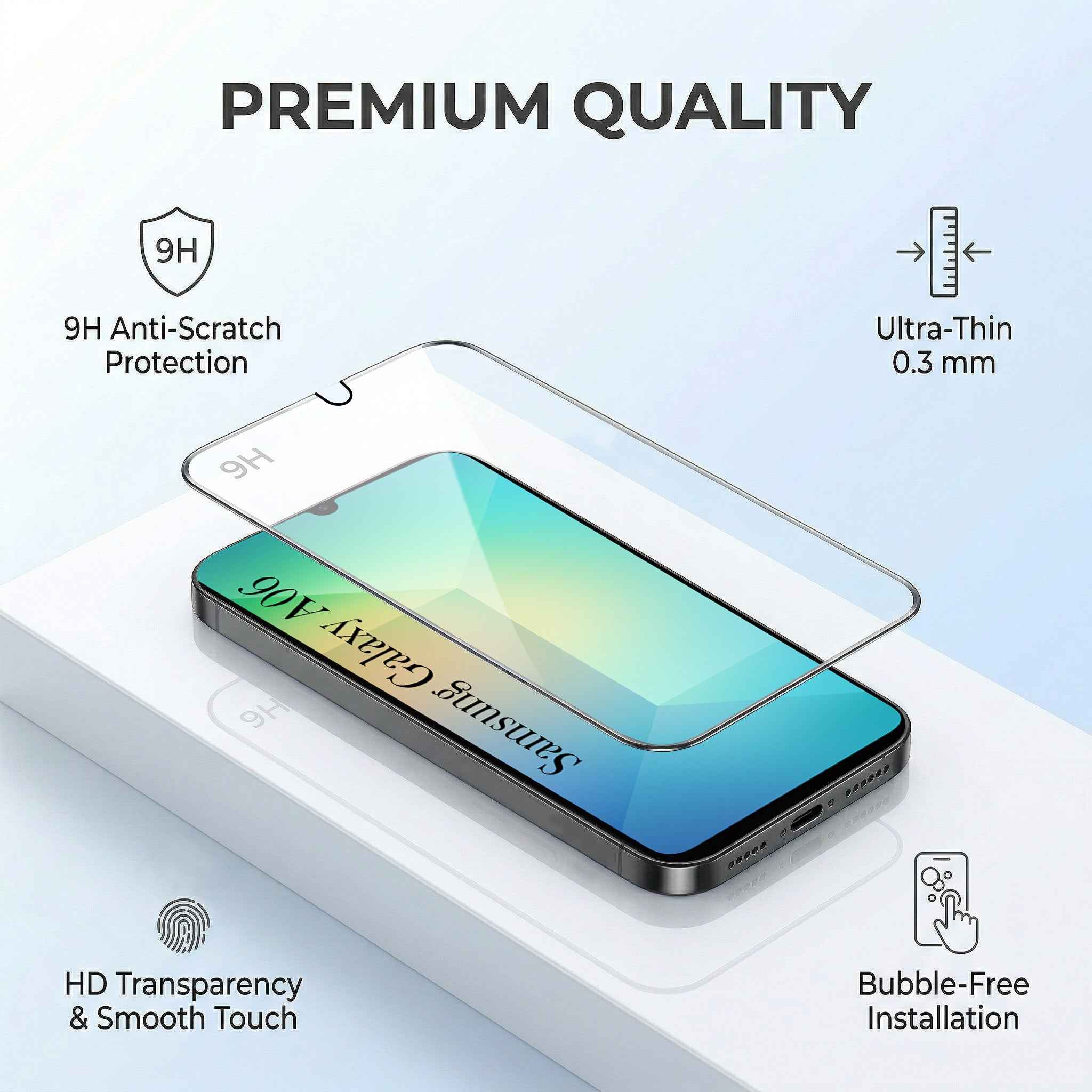 For Samsung Galaxy A06 Combo with Back Cover and 9H Tempered Glass (Textured Grip Design | Micro-Fiber Cloth Inside | Oleophobic Coating Screen Glass)