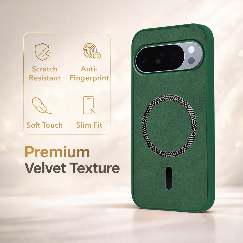 For Google Pixel 10 Pro Back Cover Case Leather Finish (MagSafe Compatible Wireless Charging | Soft Touch | Camera Bump Protection)