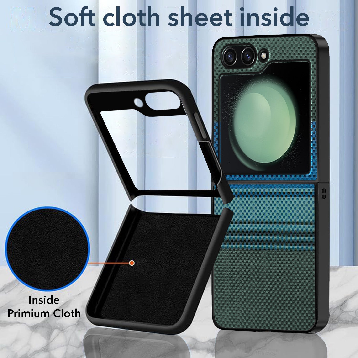 For Samsung Galaxy Z Flip 5 Back Flip Case Cover (Craft Printed Design | Hybrid Texture | Inside Microfiber Cloth)