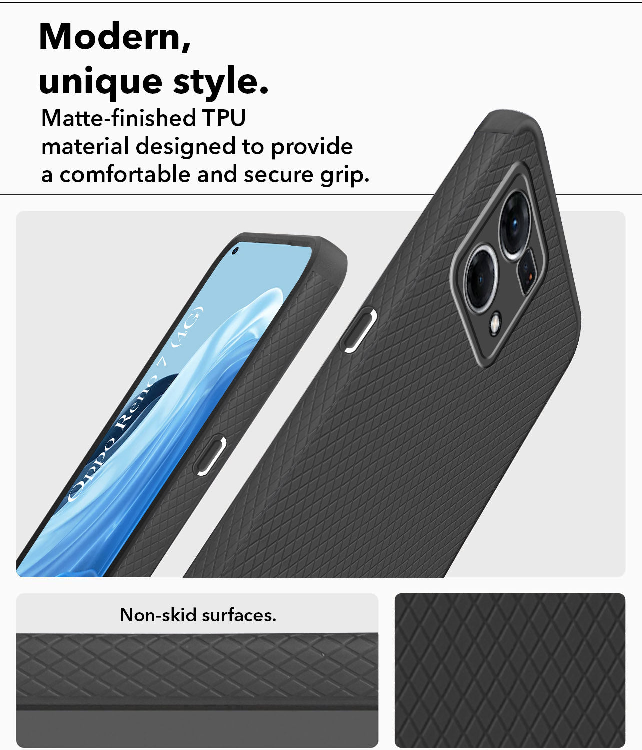 For Oppo Reno7 | Reno 7 4G Back Cover Case (Liquid Silicone | Side Grip | Camera Protection)