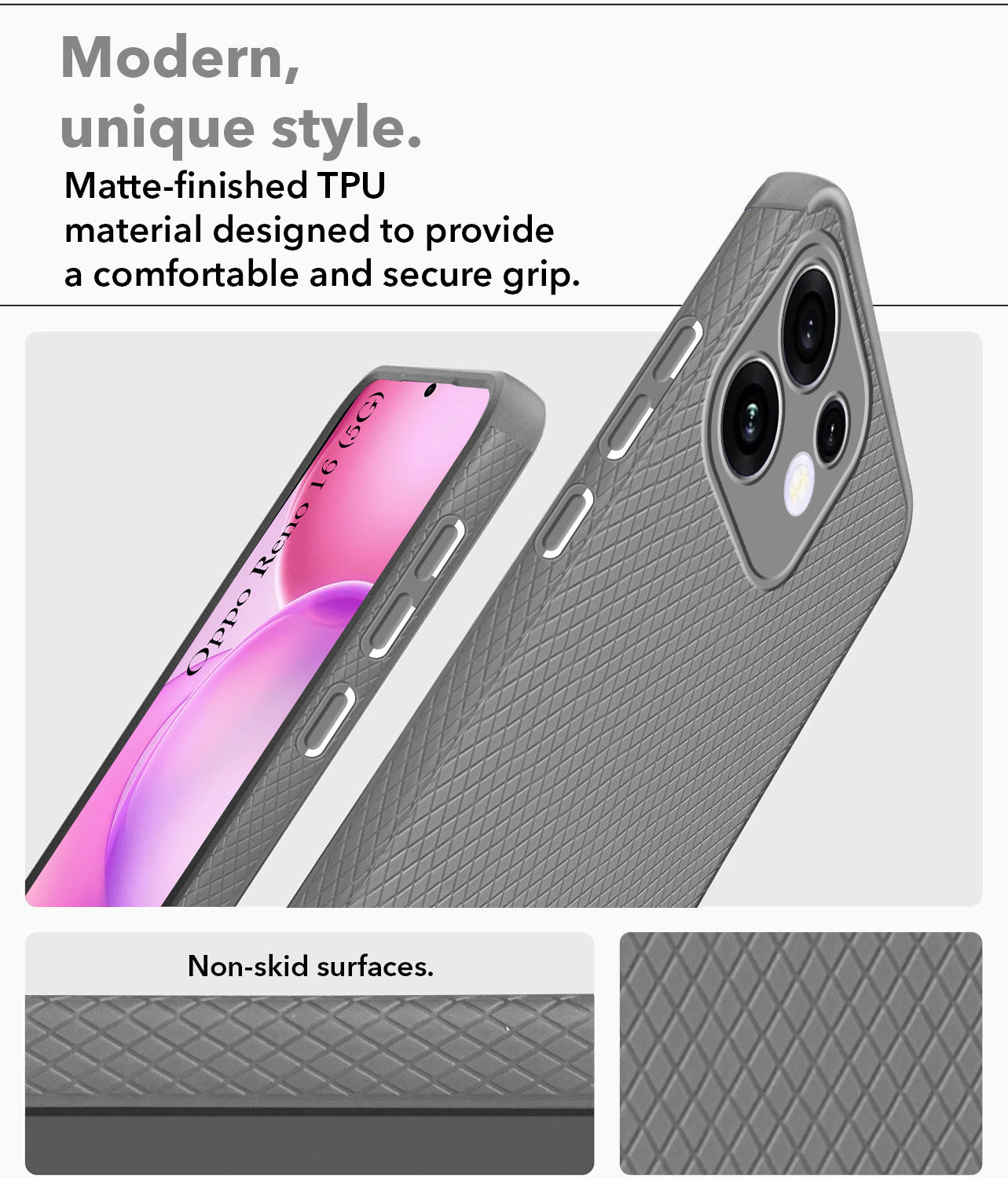 For Oppo Reno 16 Back Cover Case Liquid Silicone (Camera Protection | Side Grip Texture | Soft and Flexible)