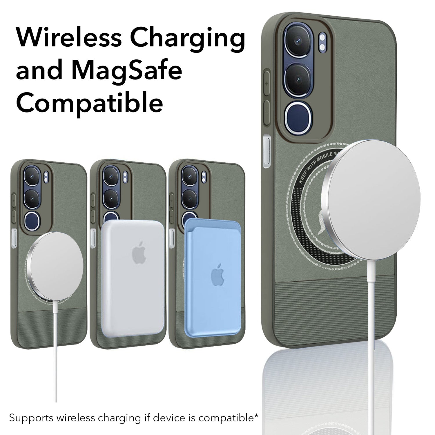 For Vivo Y29 Back Cover Case PU Leather Finish  (Professional Minimalist Texture | MagSafe Compatile | Camera Protection | Sleek Sober Formal)