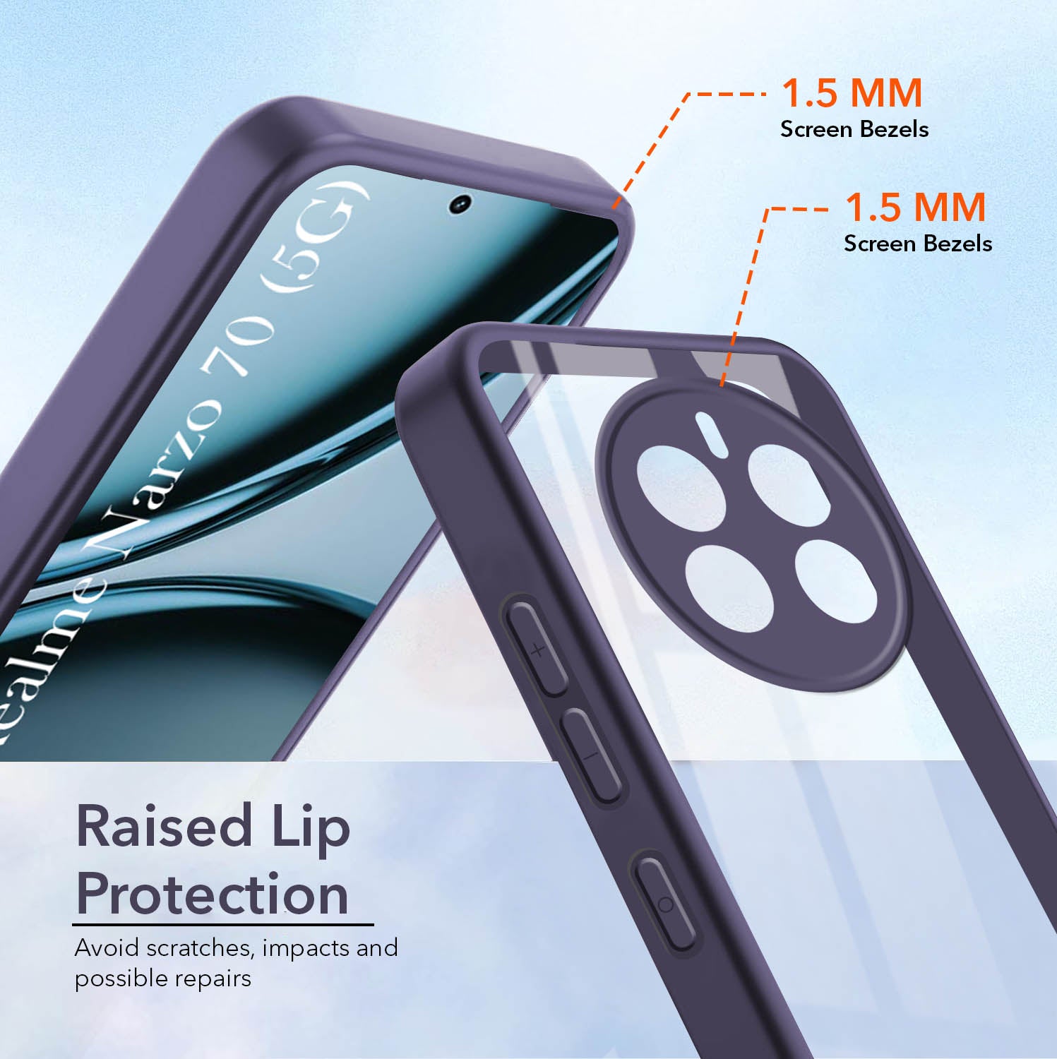 For Realme Narzo 70 5G Back Cover Case (Lifetime Anti Yellow | Anti Scratch | Crystal Clear Shockproof)