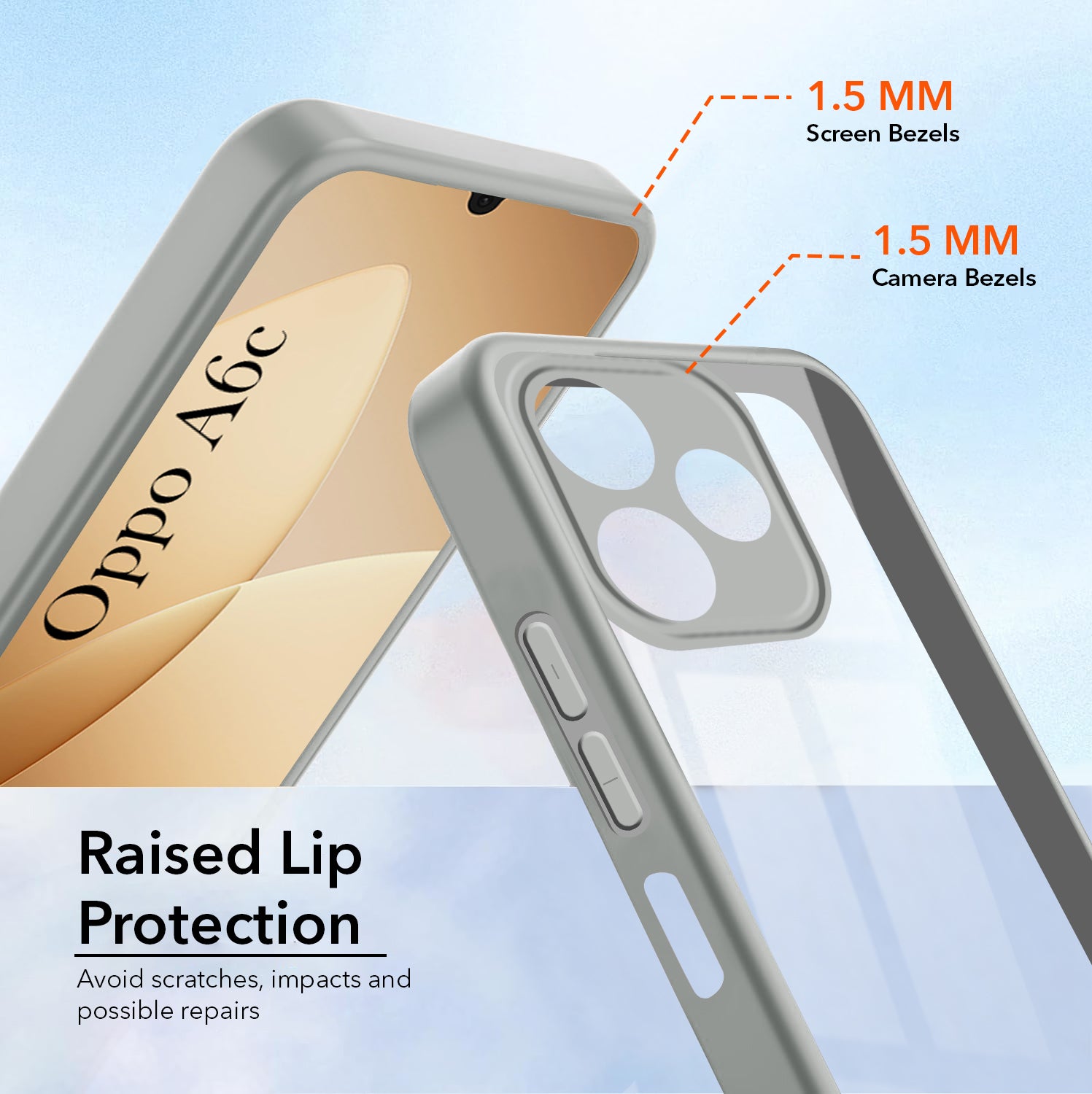 For Oppo A6c 4G Back Cover Case Ultra-Hybrid (Lifetime Anti Yellow | Anti Scratch | Crystal Clear Shockproof)