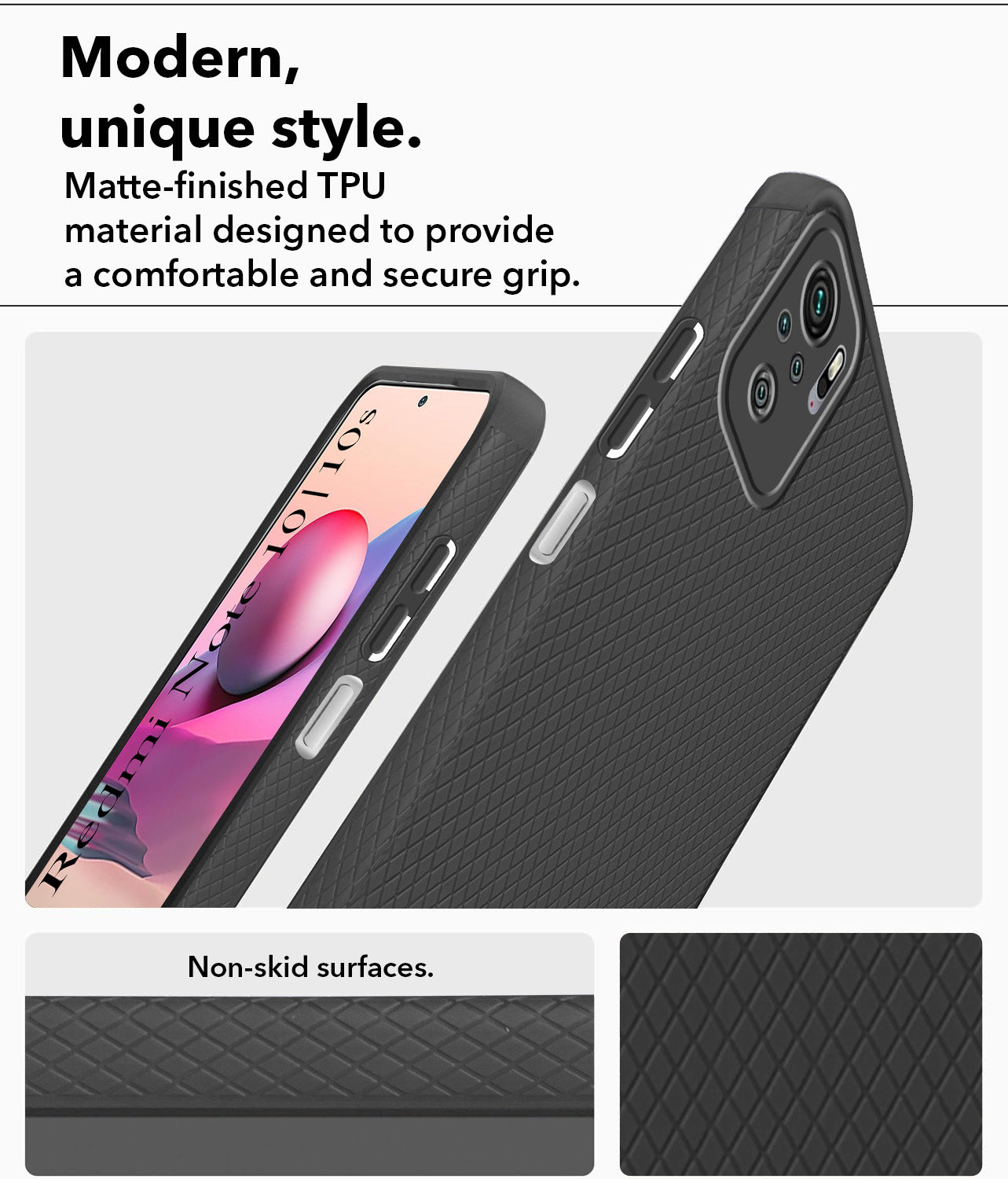 For Xiaomi Mi Redmi Note 10 | Note 10S Back Cover Case (Liquid Silicone | Side Grip | Camera Protection)