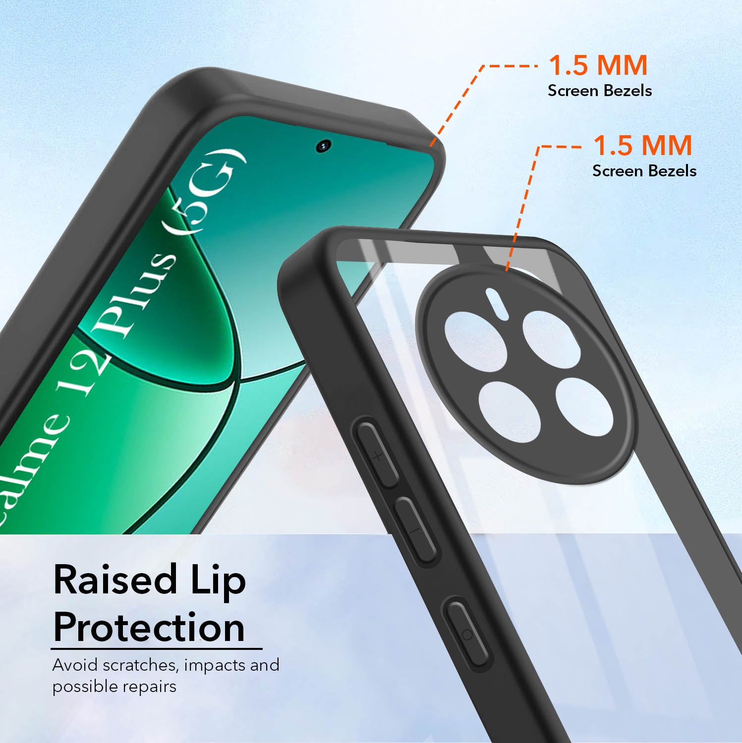 For Realme 12 Plus Back Cover Case (Lifetime Anti Yellow | Anti Scratch | Crystal Clear Shockproof)