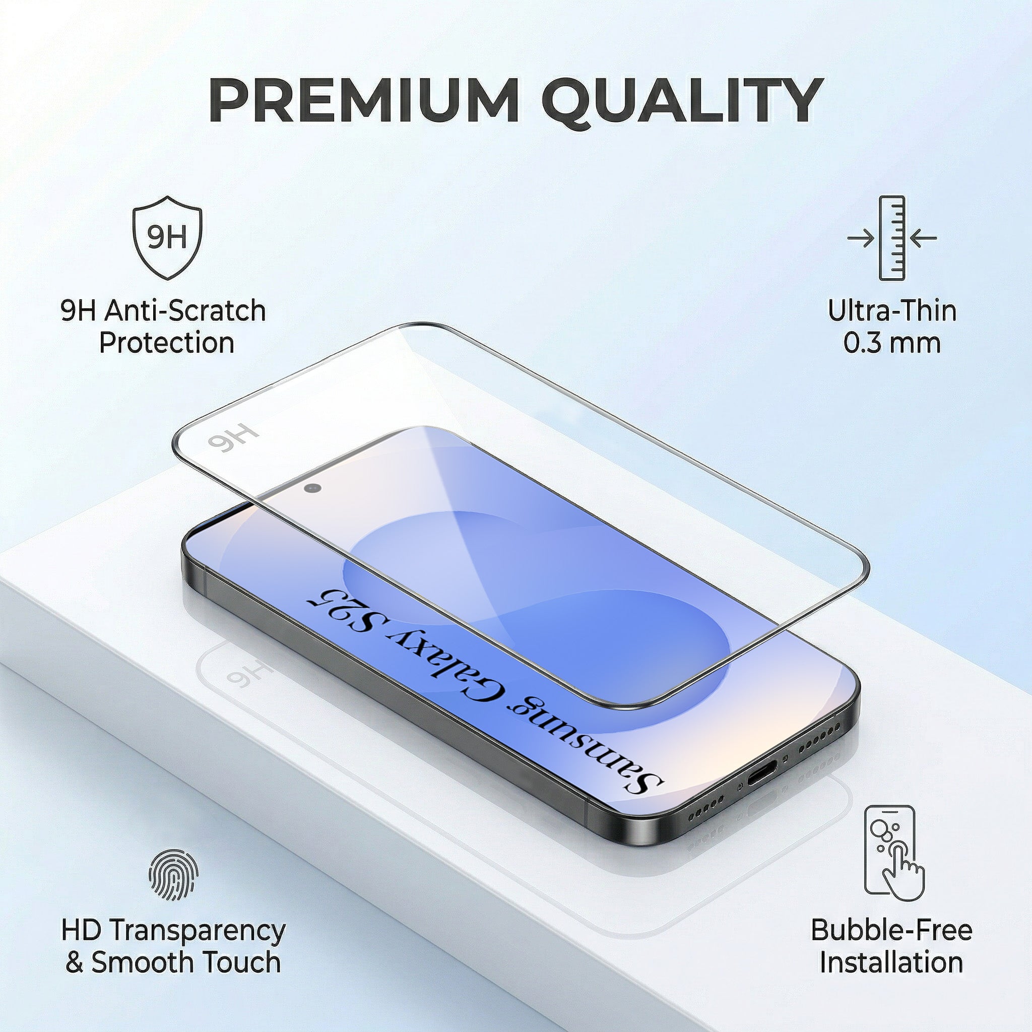 For Samsung Galaxy S25 Combo with Back Cover and 9H Tempered Glass (Liquid Silicone | Camera Protection | Oleophobic Coating Screen Glass)