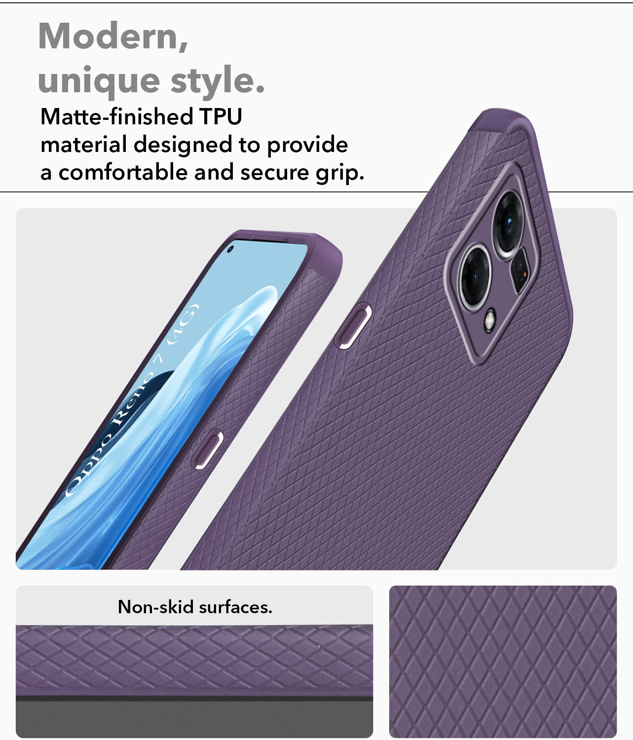 For Oppo Reno7 | Reno 7 4G Back Cover Case (Liquid Silicone | Side Grip | Camera Protection)