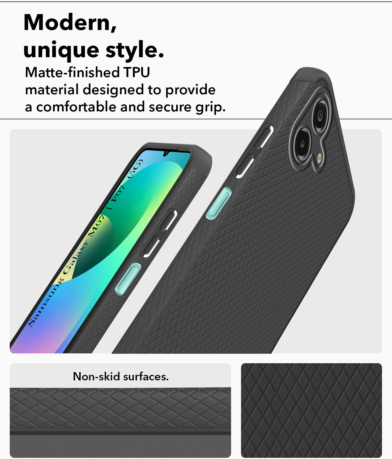 For Samsung Galaxy M07 | Samsung Galaxy F07 Back Cover Case Liquid Silicone (Camera Protection | Side Grip Texture | Soft and Flexible)